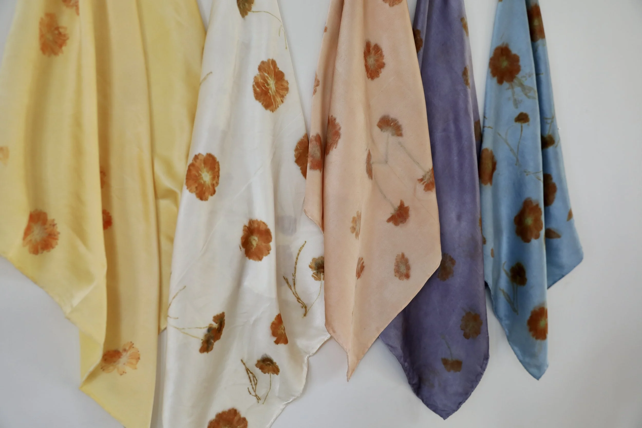 Petal Print Silk Neckscarf - Ecoprint Scarf by NÅDE STUDIO