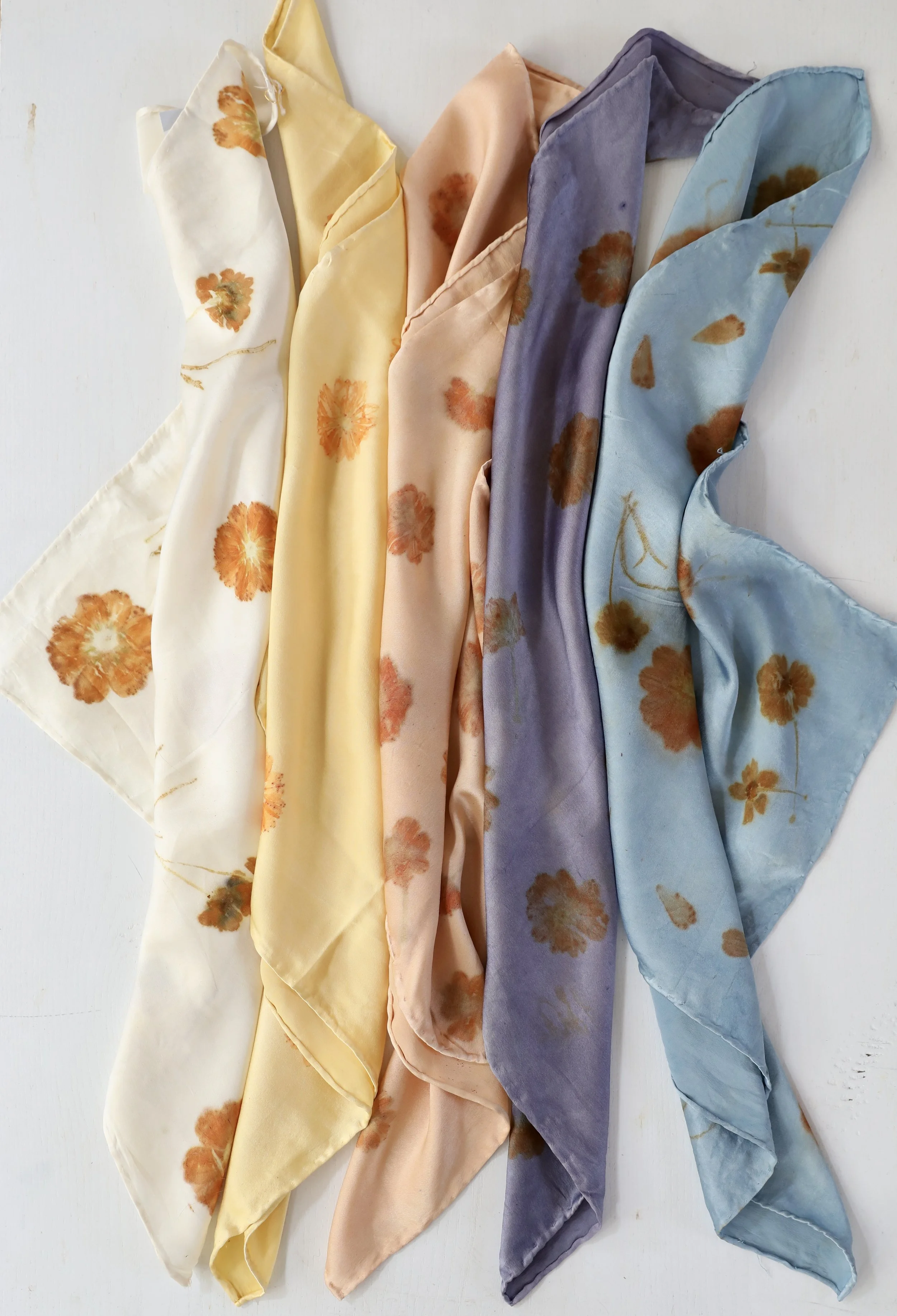Petal Print Silk Neckscarf - Ecoprint Scarf by NÅDE STUDIO