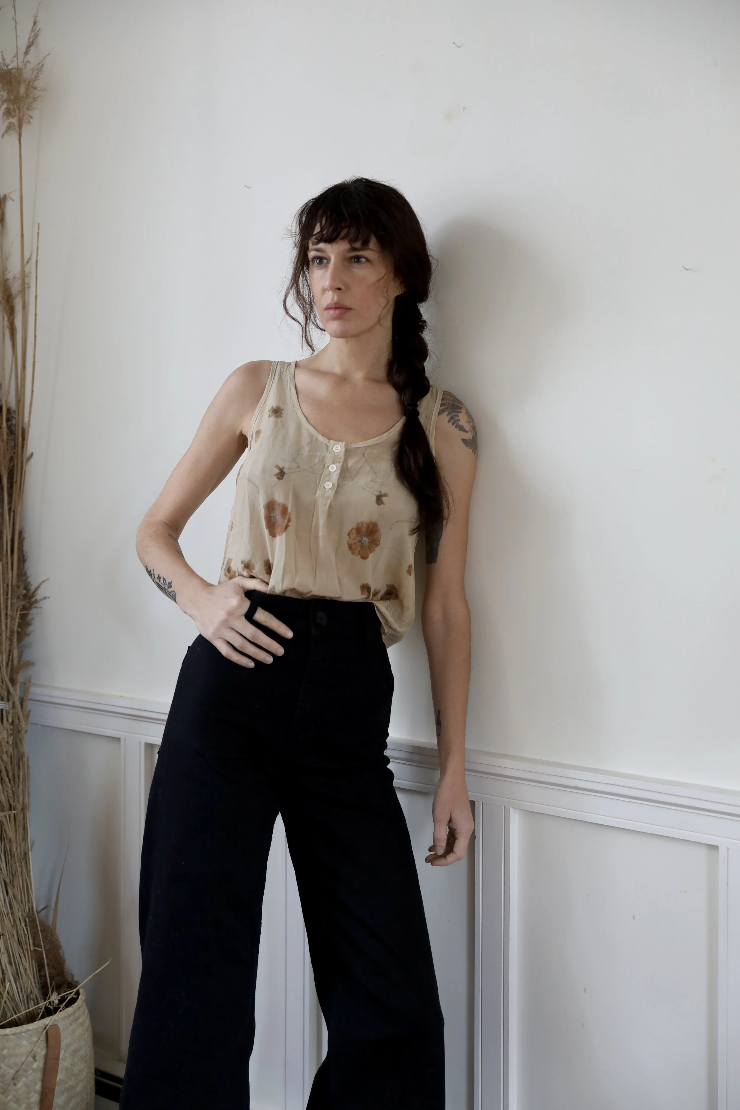 Flower Eco-printed Silk Tank by NÅDE STUDIO