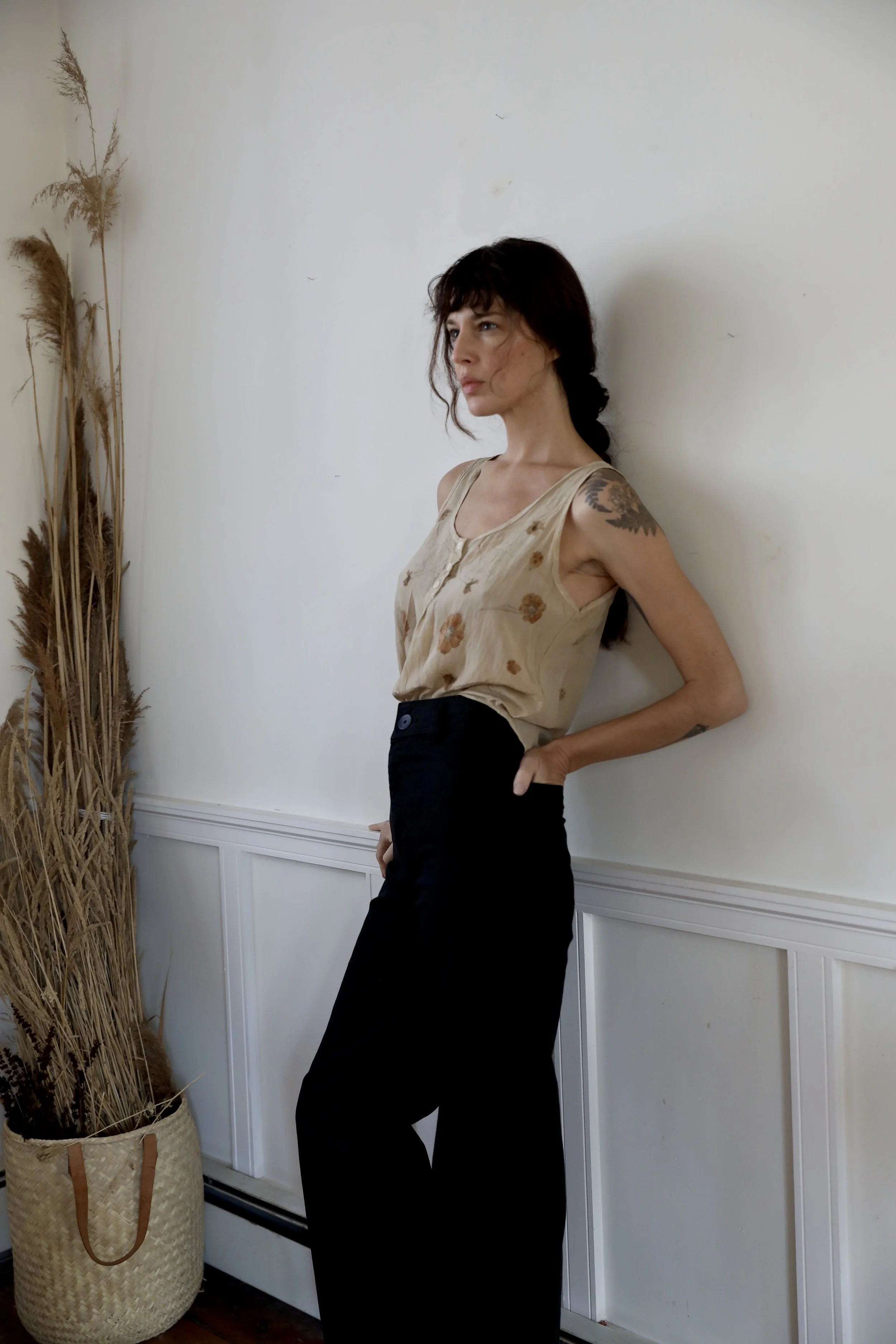 Flower Eco-printed Silk Tank by NÅDE STUDIO