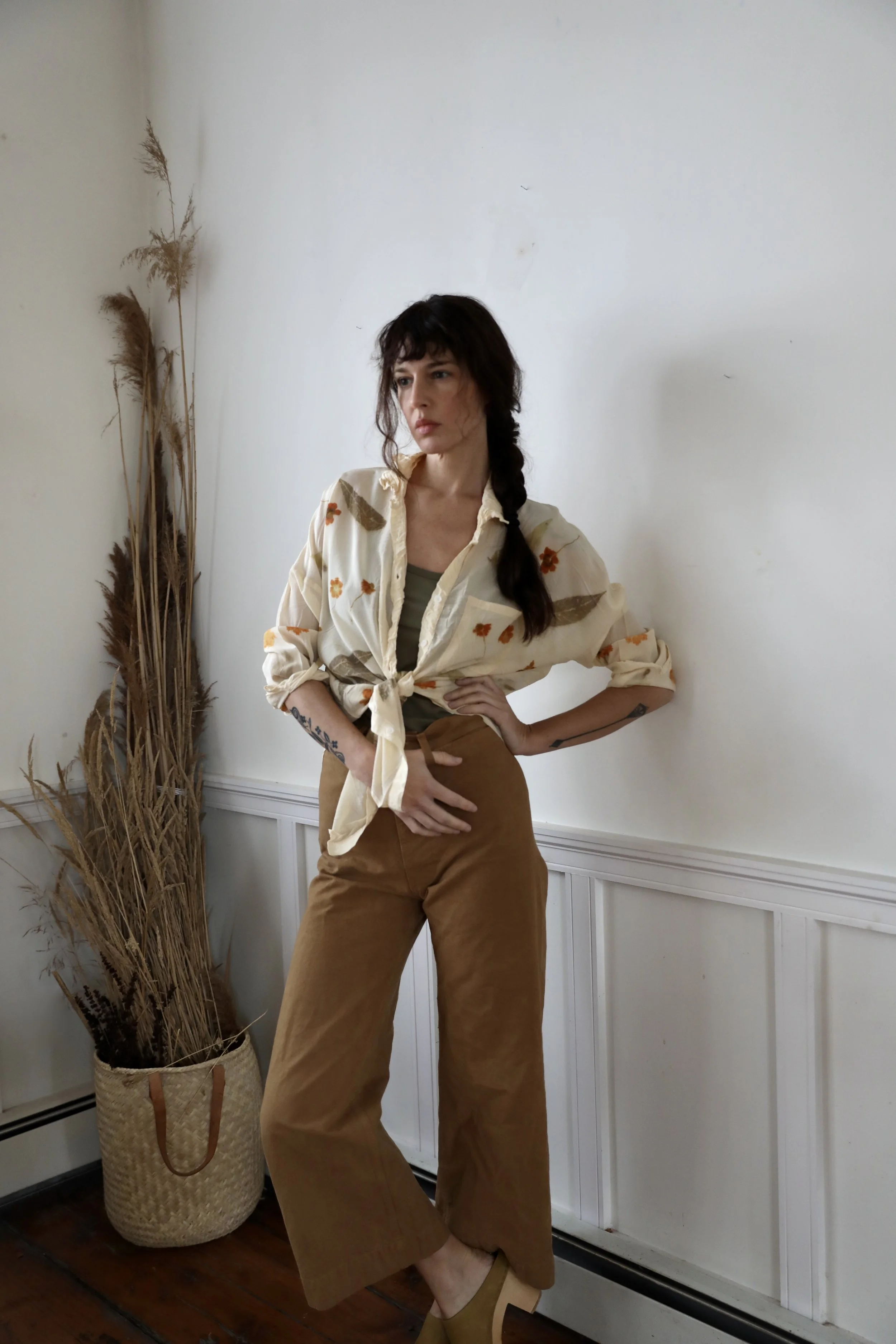 Eco-printed Woodland Oversized Oxford by NÅDE STUDIO