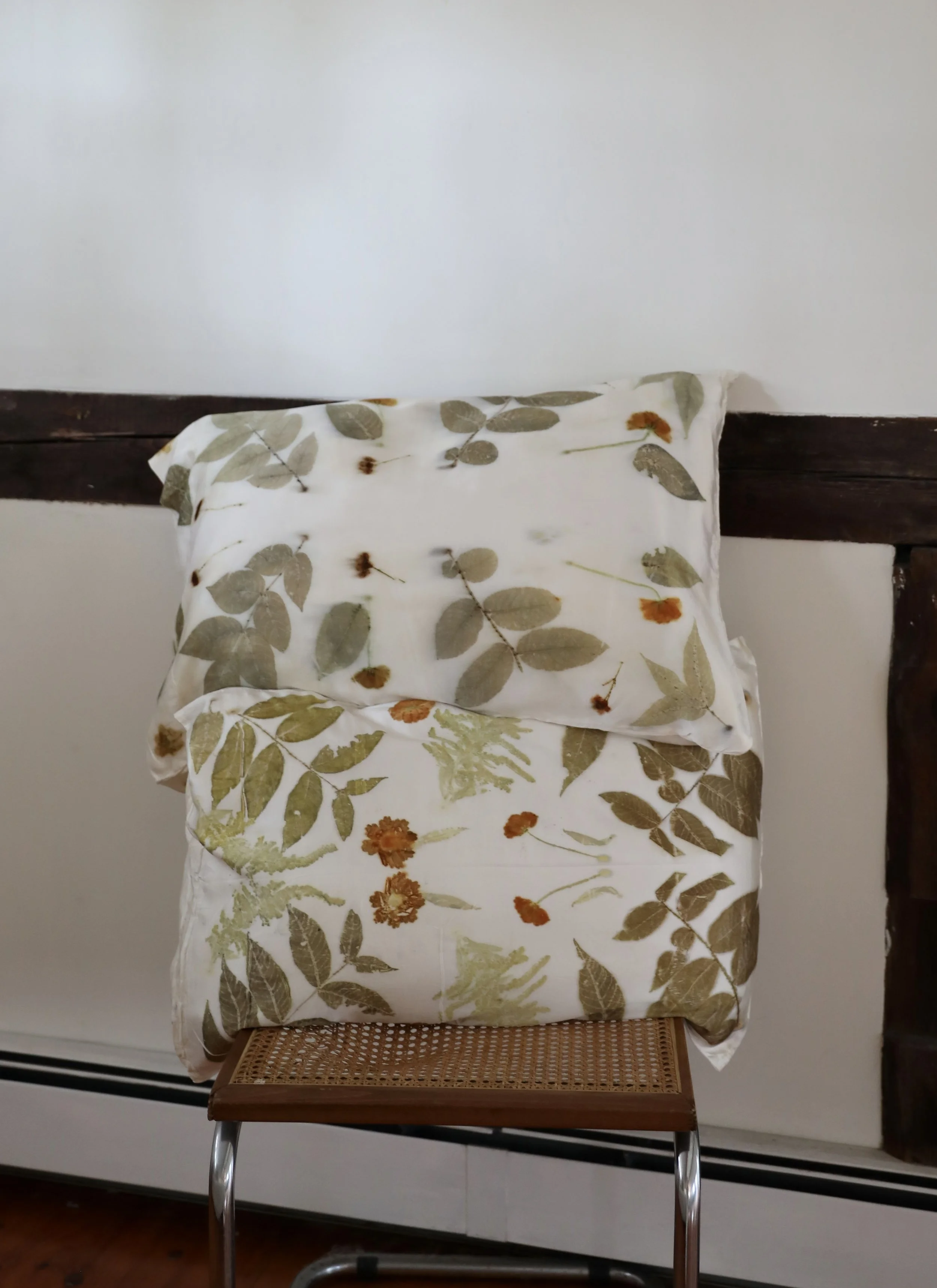 Harvest Eco-printed Silk Pillowcase