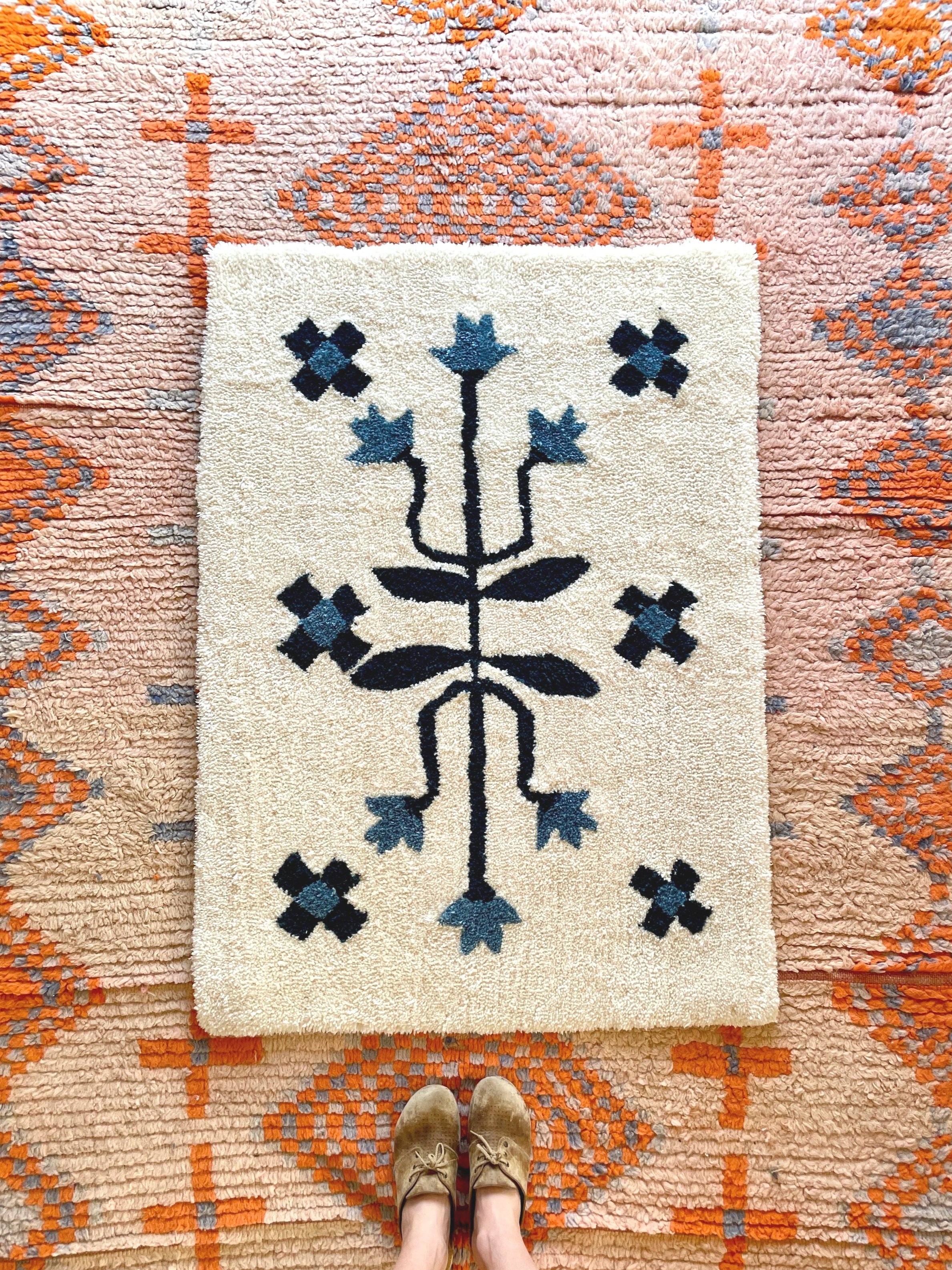 Corningware Tufted Blue Rug by Maggie Pate