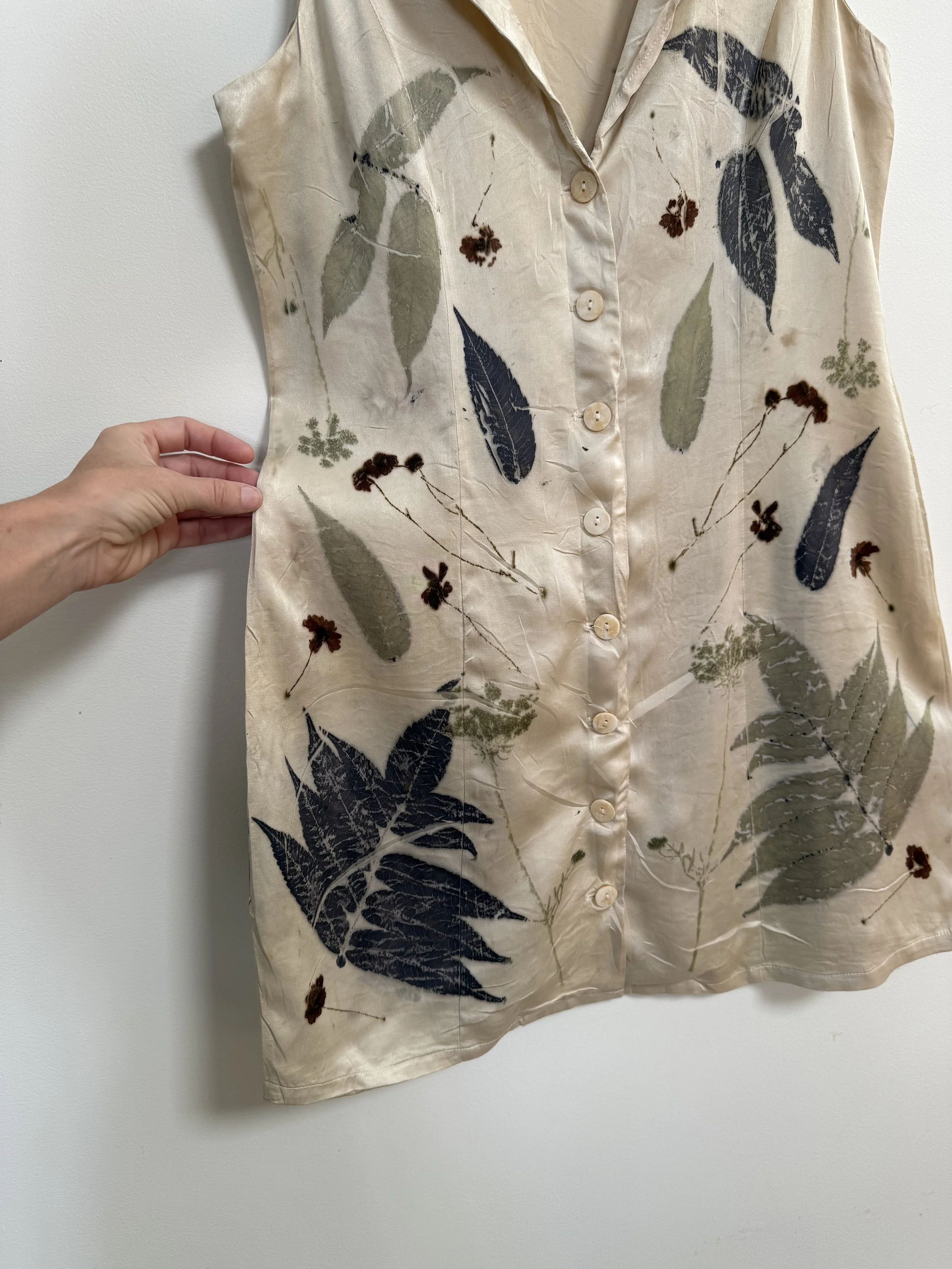 One-of-a-kind Eco-printed Summer Dress, Size Medium