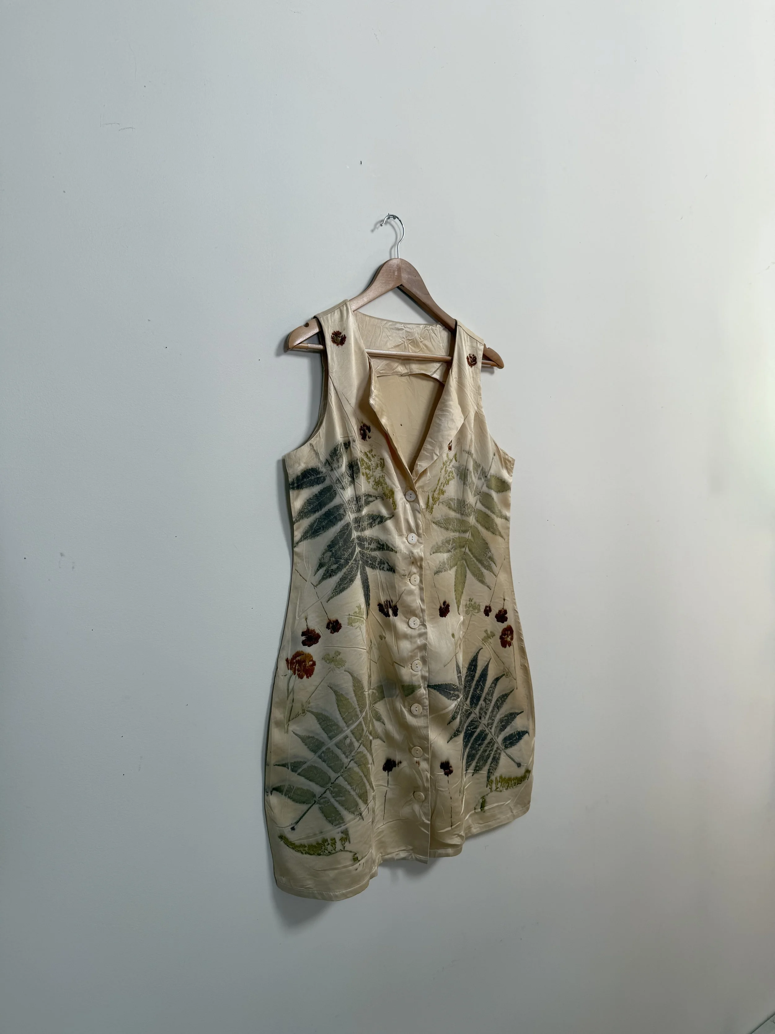 One-of-a-kind Eco-printed Summer Dress, Size Extra Large