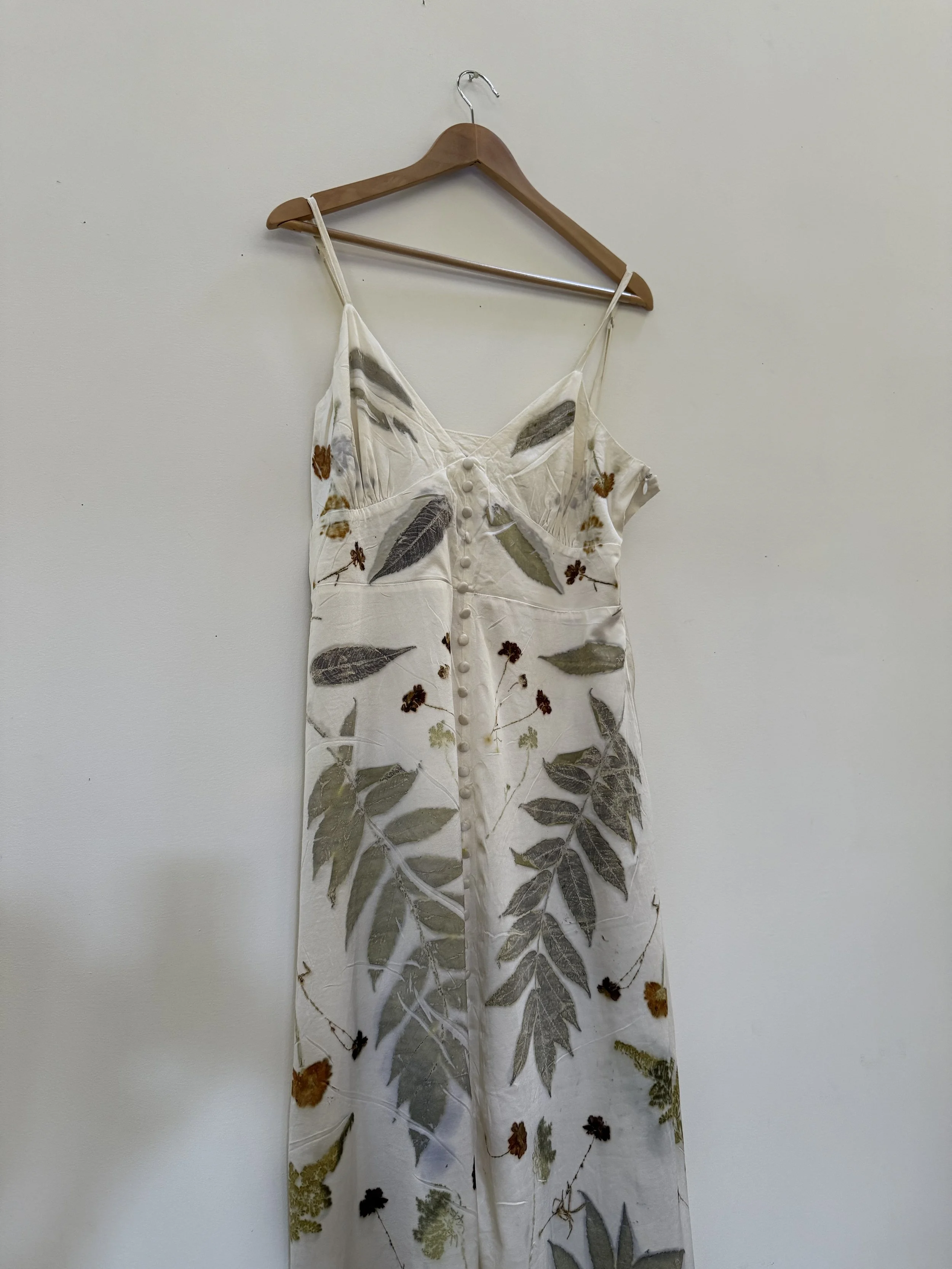 One-of-a-kind Eco-Print Maxi Dress, Size Extra Large