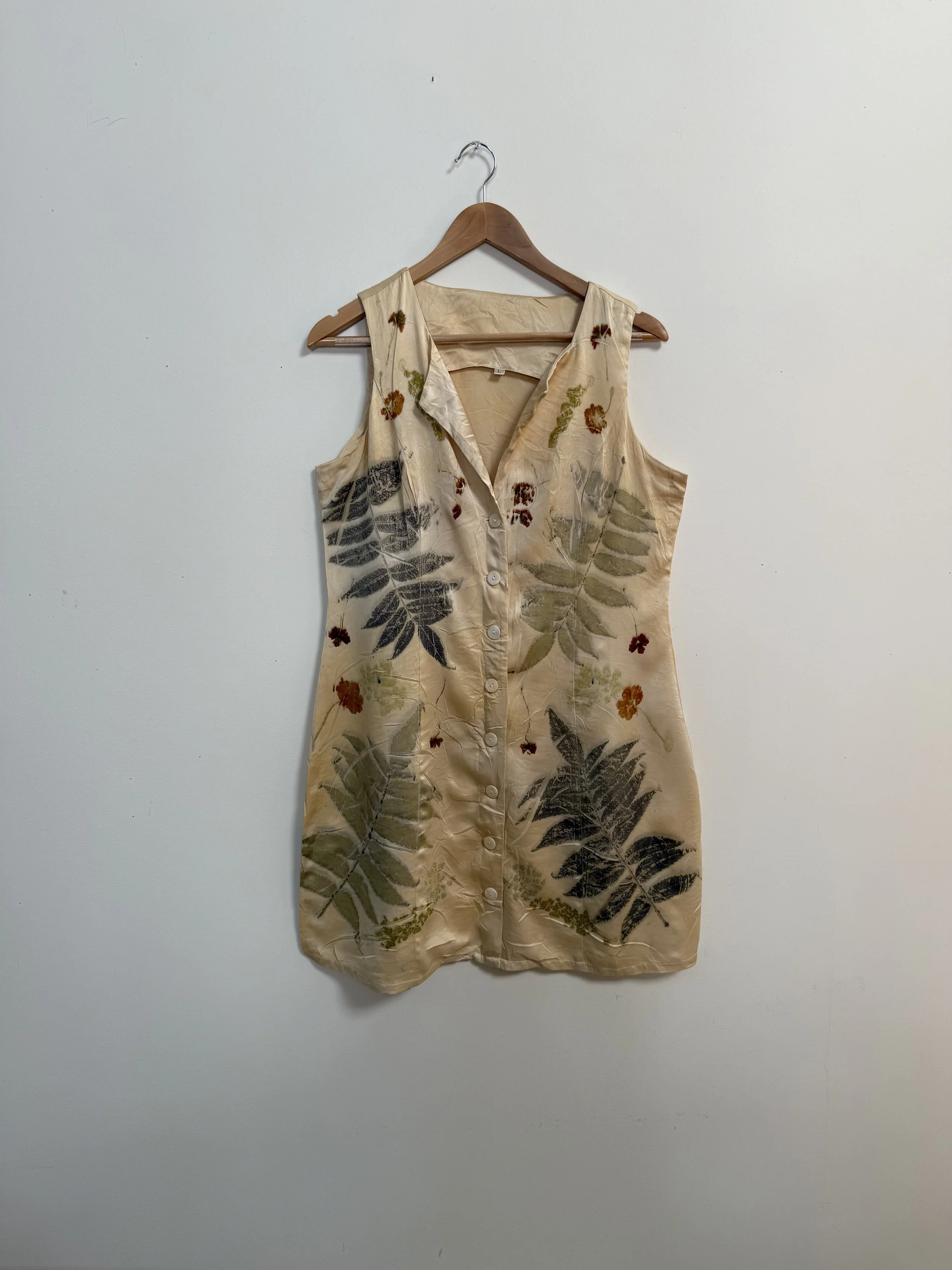 One-of-a-kind Eco-printed Summer Dress, Size Large
