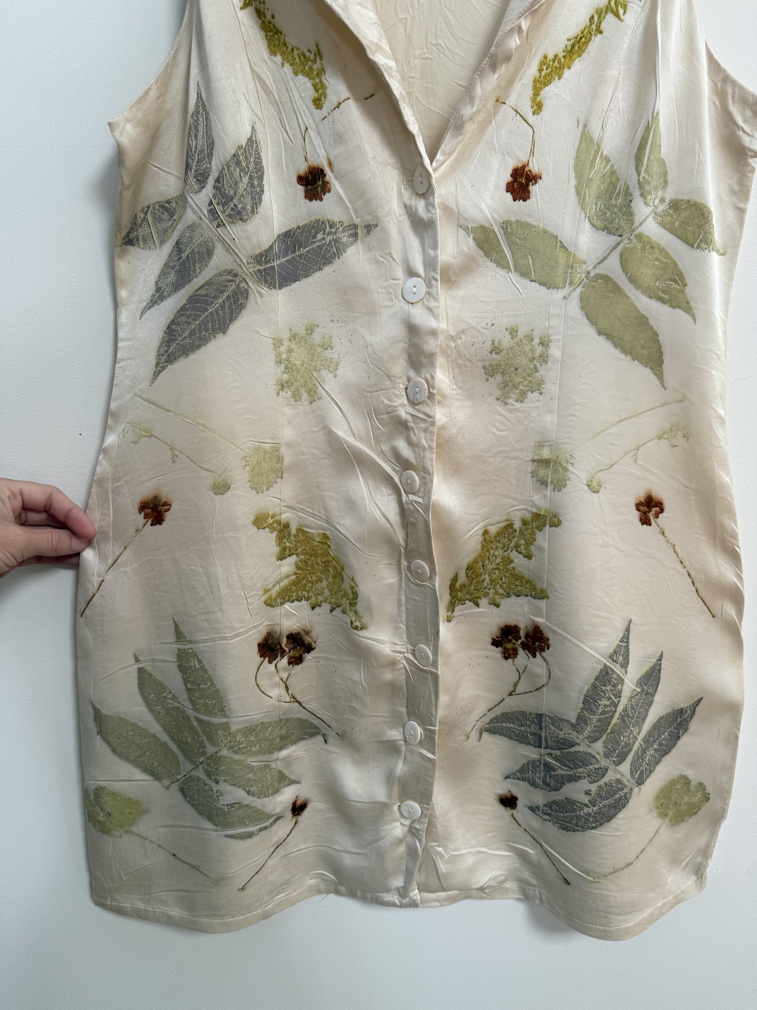 One-of-a-kind Eco-printed Summer Dress, Size Extra Large