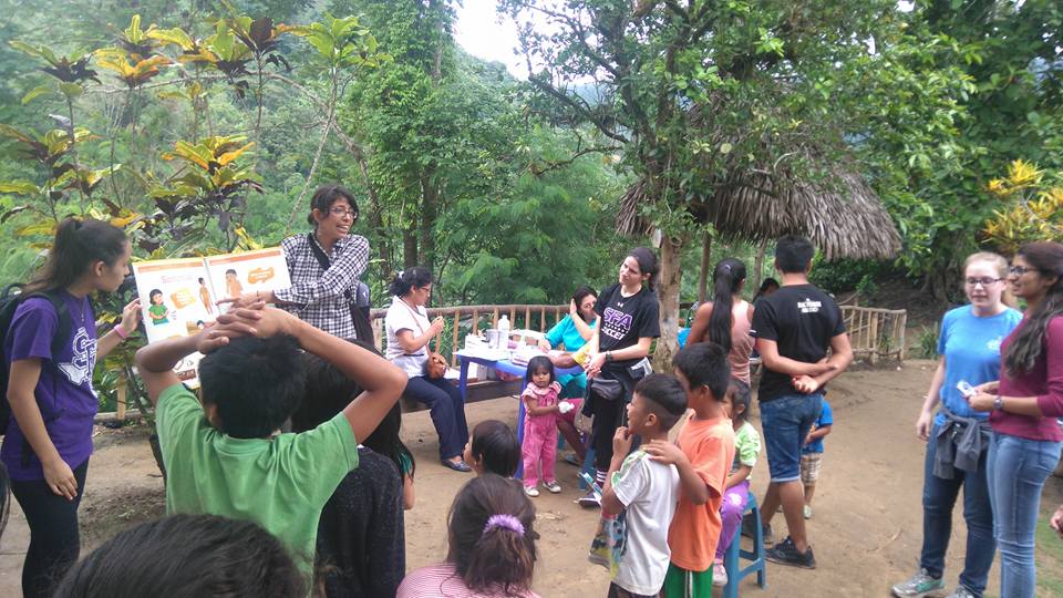 Volunteers in charge of health education. The kids were so into it!