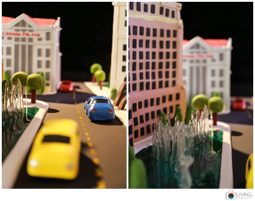 Candy cars and fountains.