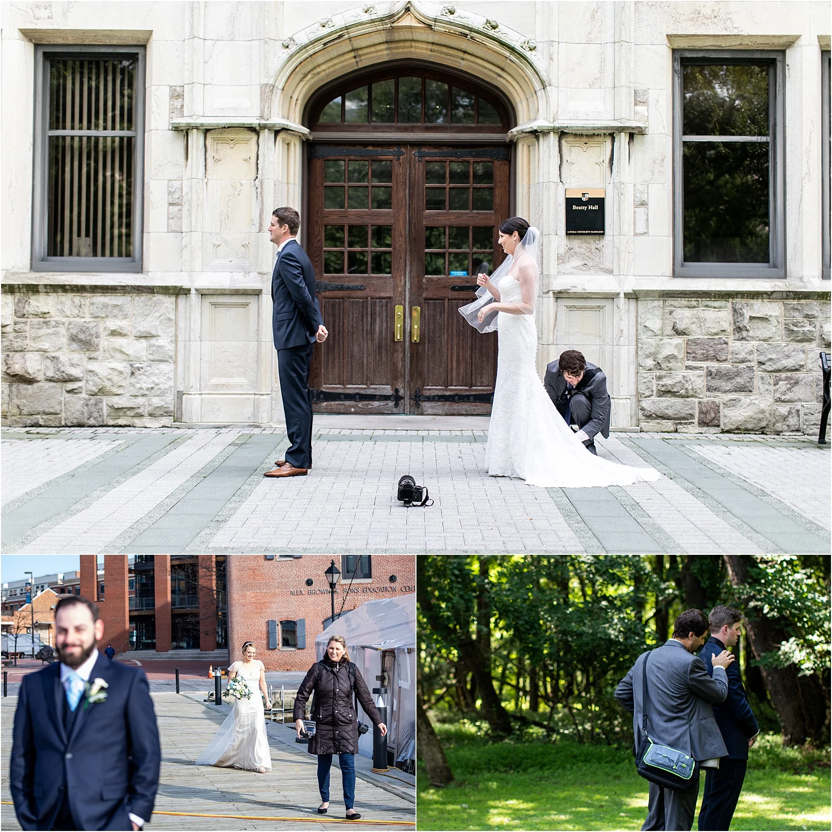 First looks always shows how we really feel.. it was freezing and there was so much glare, can you see my squinty self! Dresses have to be perfect as she walks to her groom.