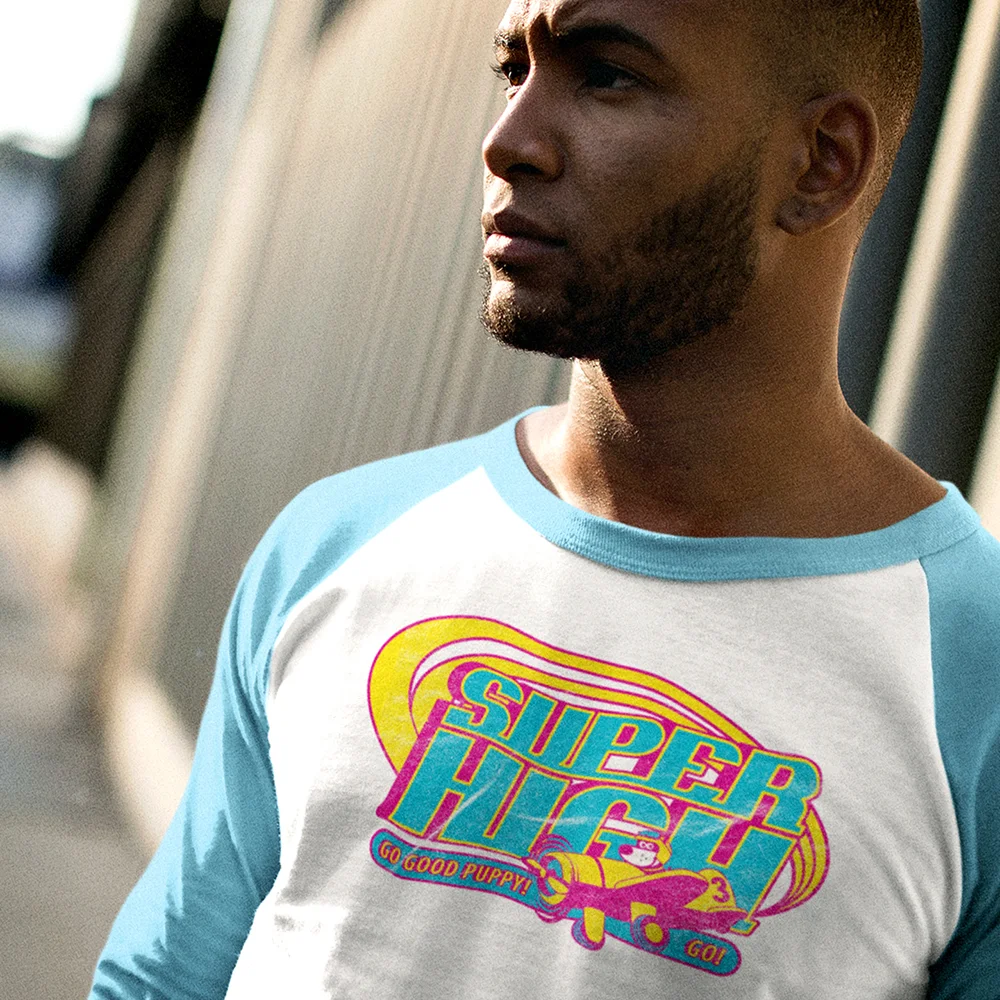 GOOD PUPPY VINTAGE . Super High . Pop Print . Unisex Tri-Blend 3/4 Raglan Tee