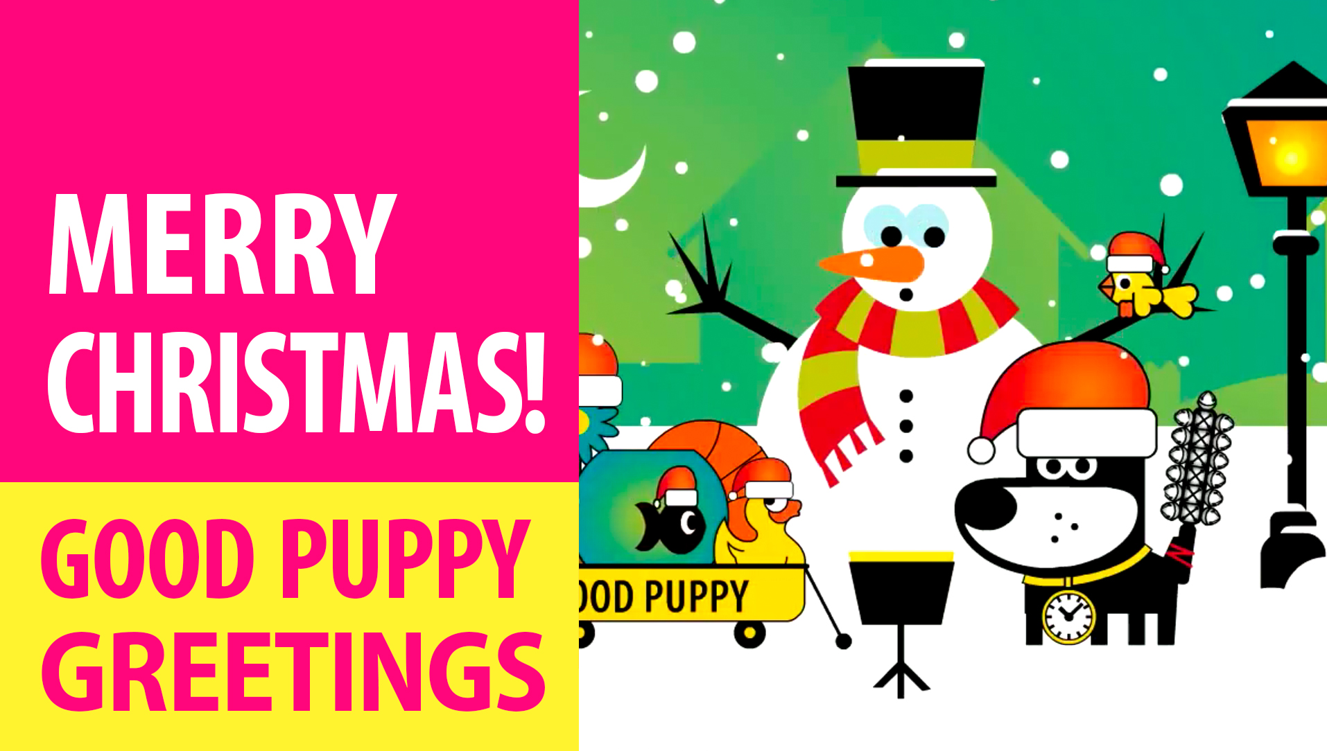 GOOD PUPPY . ANIMATED E-CARDS . Merry Christmas! .