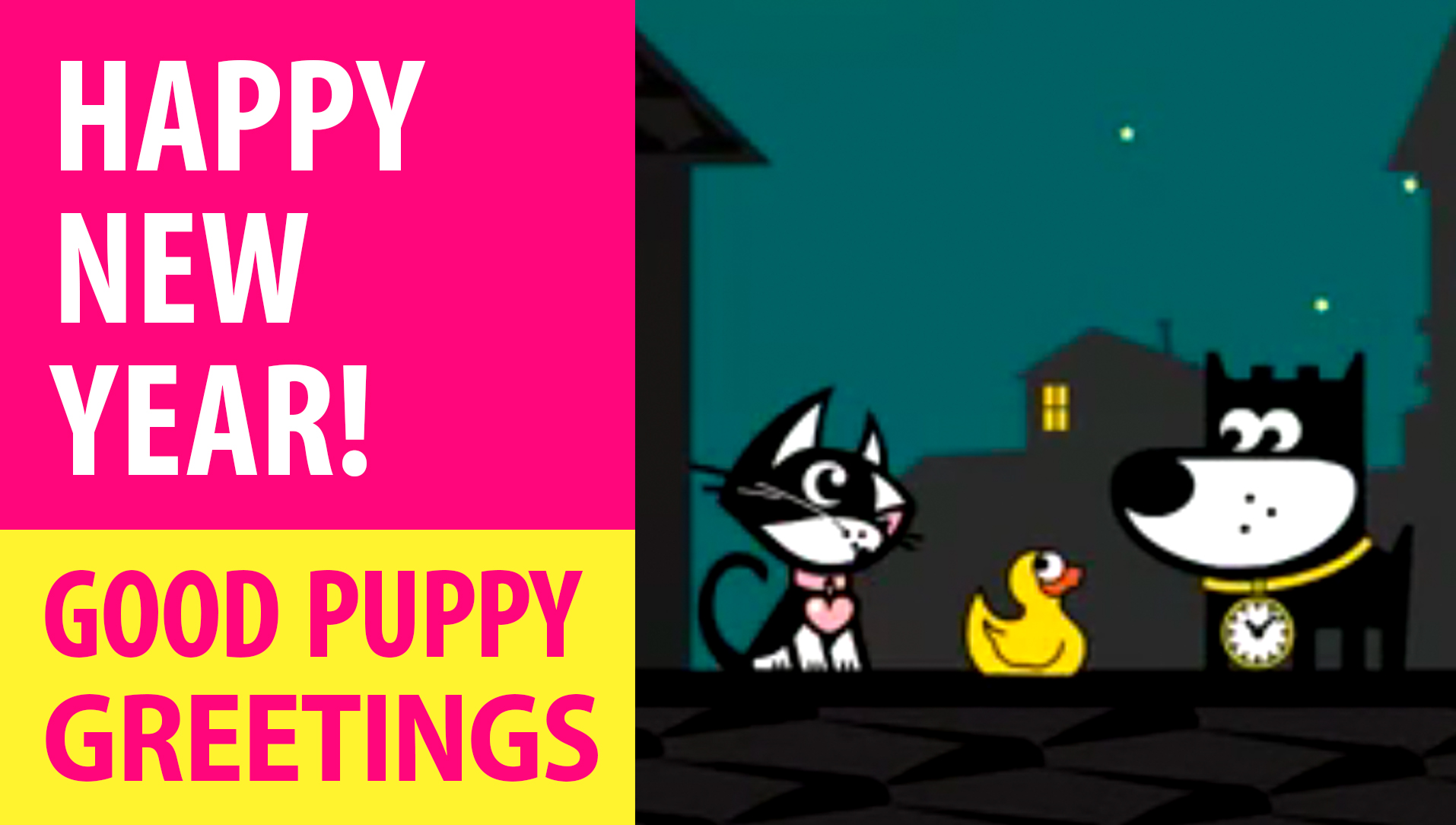 GOOD PUPPY . ANIMATED E-CARDS . Happy New Year! .