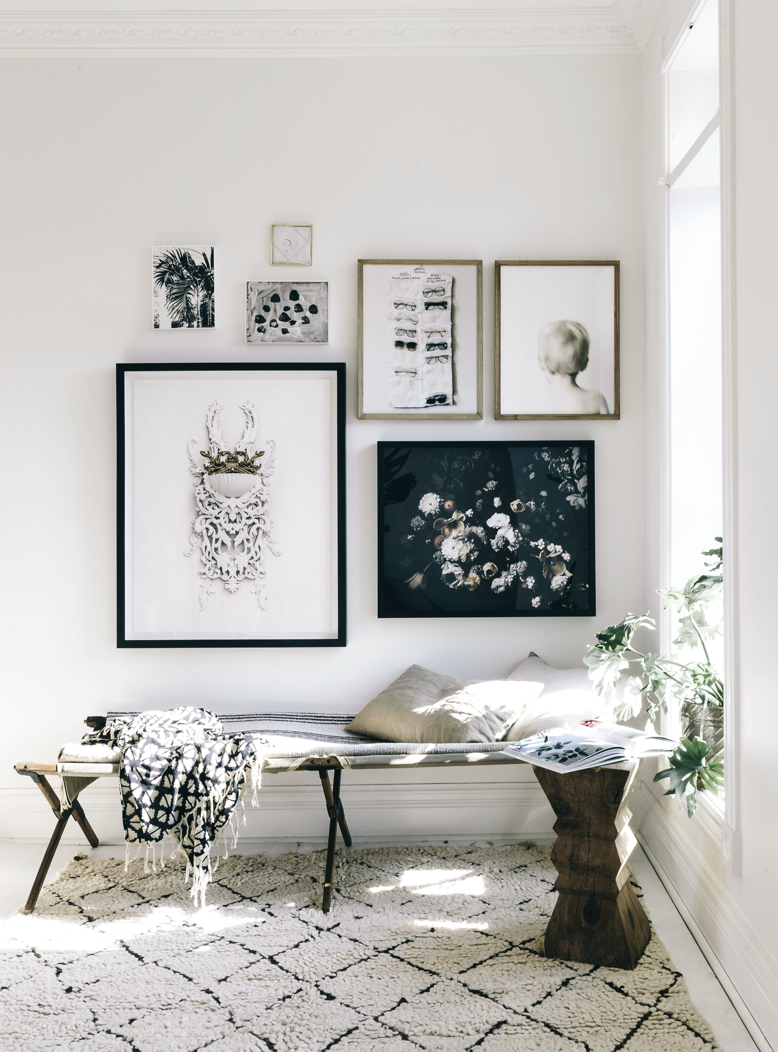 A newly created gallery wall & nook in our Toronto home. A mix of art by me, my kiddos. Gorgeous 'Dutch love' floral art by Ashley Woodson Bailey. 
