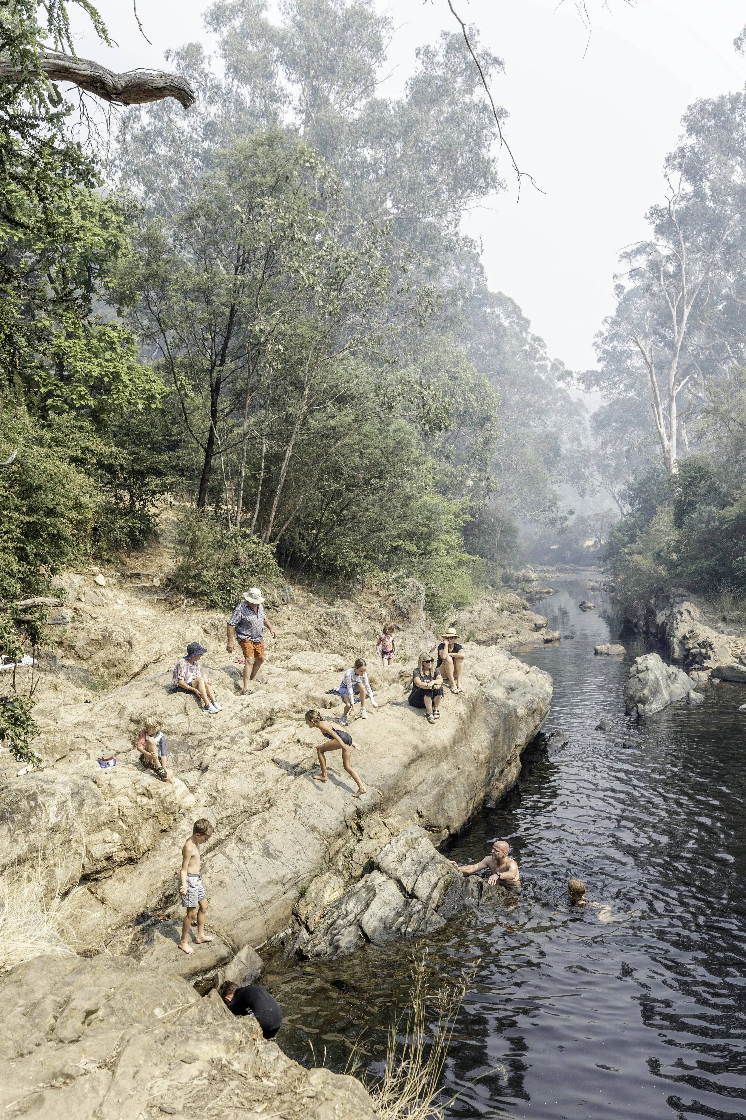 One of Bright’s beautiful Watering Holes. You can see the smoke drifting down from the mountains through the trees in the background.