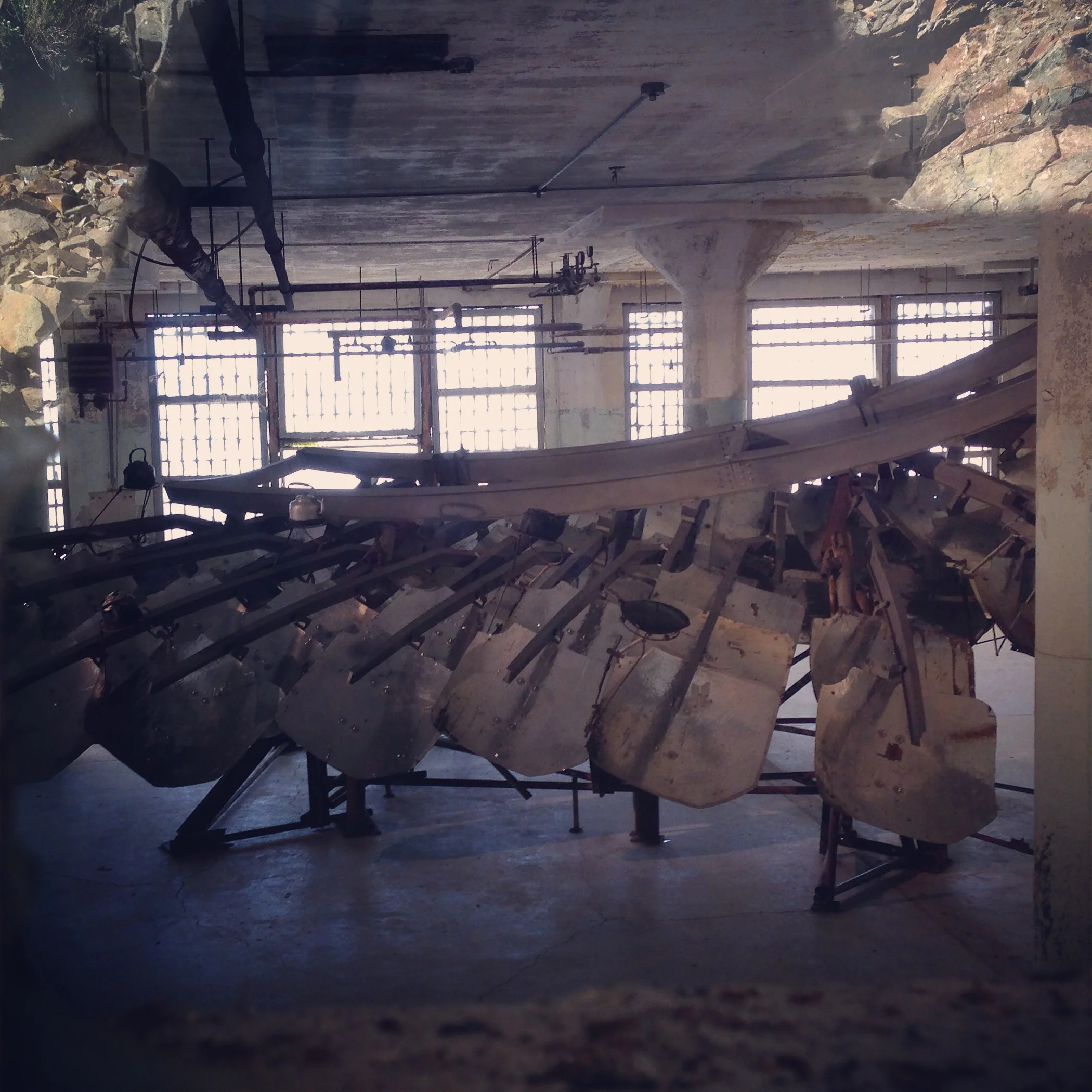 Ai Wei Wei's sculptural piece "Refraction", meant to be viewed through the broken glass of the gun gallery (as a guard might have gazed) at Alcatraz penitentiary.