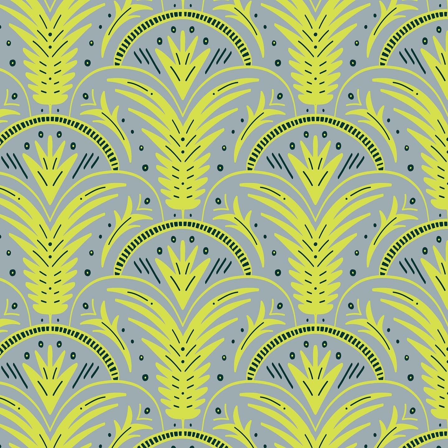 &lsquo;Desert Damask&rsquo; is inspired by Palm Springs mid-century glam, with an agave cactus design in a modern damask. I have a 𝒔𝒍𝒊𝒈𝒉𝒕 addiction to chartreuse 😍 - but it can be recolored to fit any space, from bold and bright to more subtle