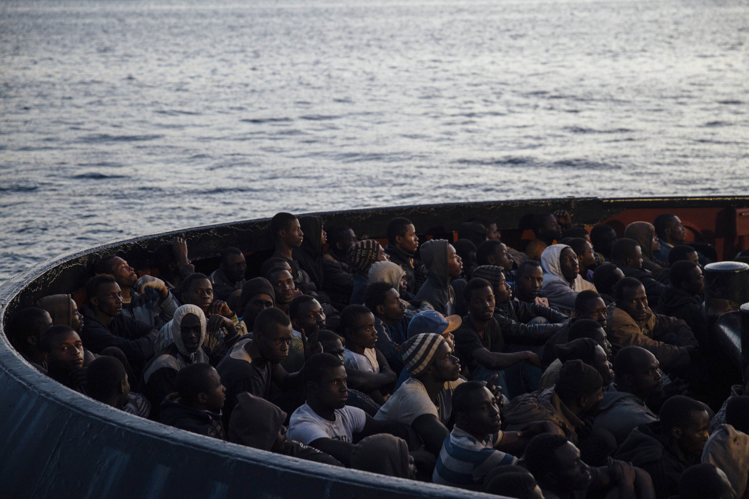 Over 220 refugees wait to step on Italian soil. On June 22nd, a Singaporean ship managed by the Danish shipping company TORM A/S, rescued two boats off the Libyan coast with 221 refugees mostly from West Africa. The southern Italian town of Reggio Calabria saw over 25,000 refugees land in its port between June of 2014 and June of 2015.