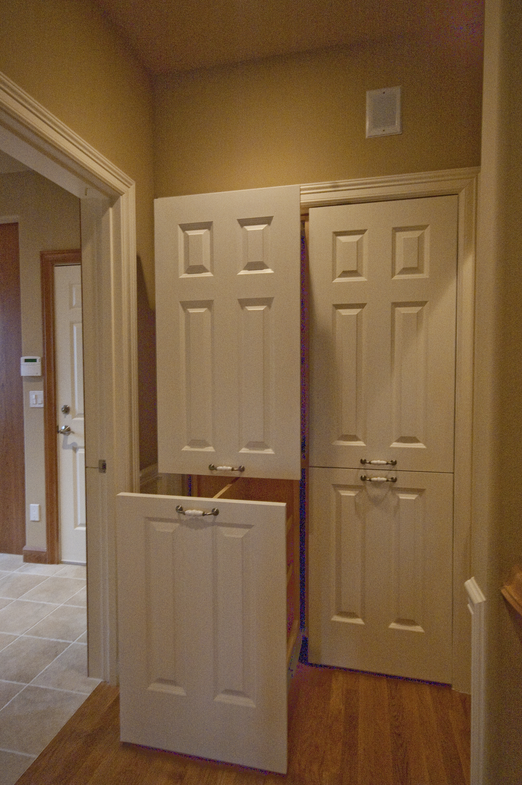 Custom full extension slide-out pantry from modified doors