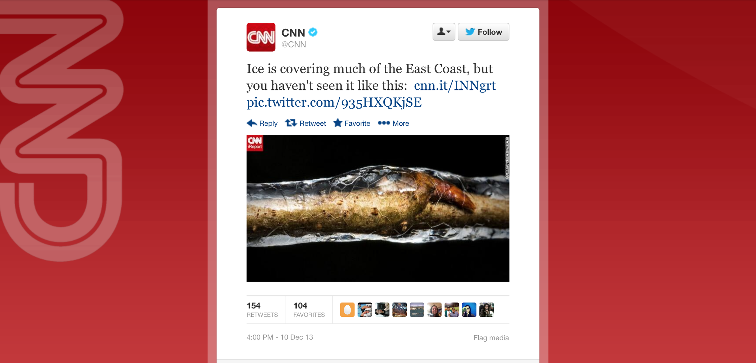 CNN's official Twitter feed posted a photo and the article!
