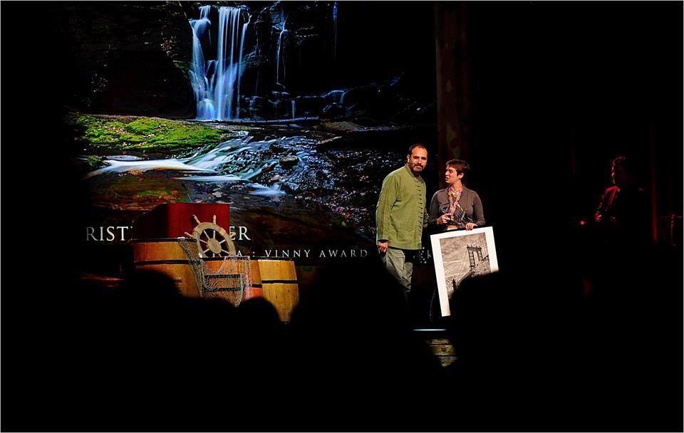 On stage, receiving my award from Vincent Versace. Photo by Ed Buice.