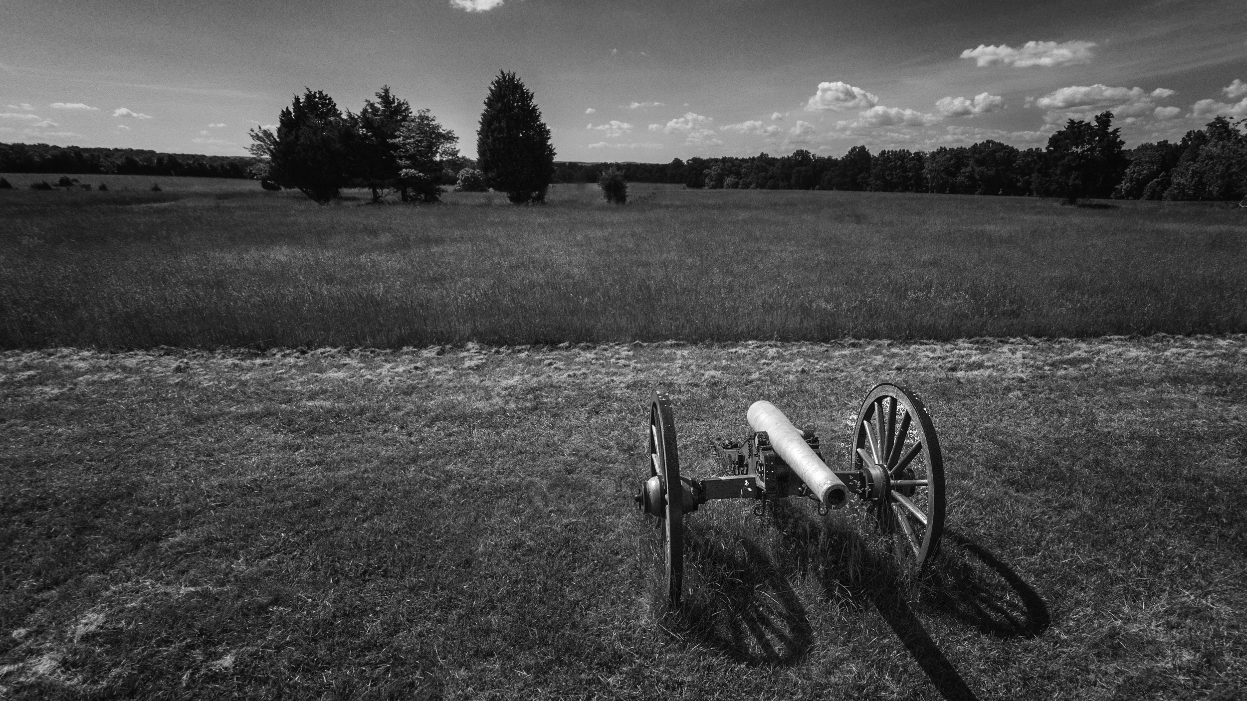 One of the canons at the battlefield. I am maybe only 60ft off the ground for this photo, but it helps give a different and unique perspective - which is why I got it! Edited in Adobe Camera RAW and Nik Silver Efex 2.
