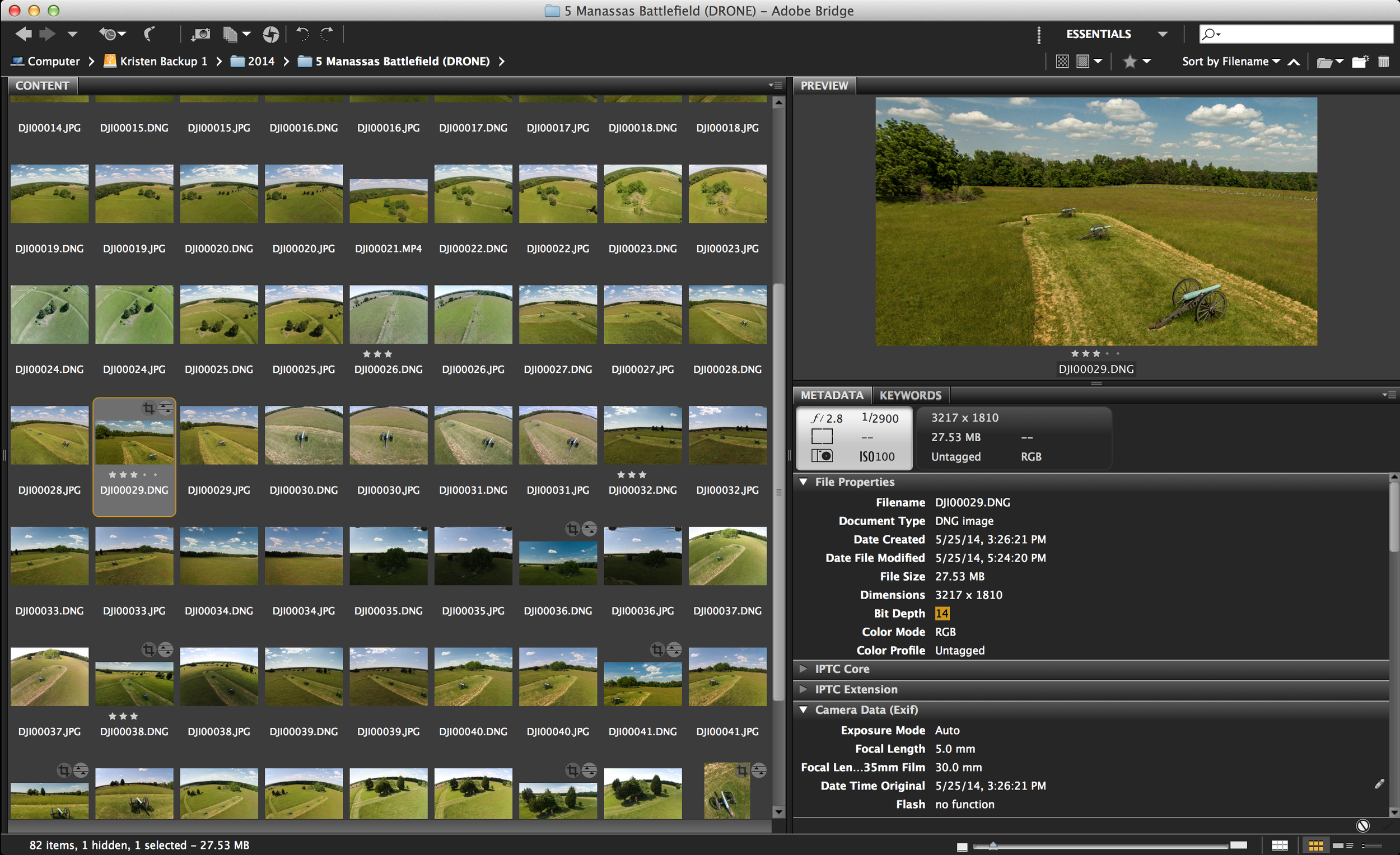 Now the metadata for the RAW .DNG file - notice the bit depth almost doubles! And while the colors aren't as vibrant, you have all of the data behind the photo, allowing more flexibility and opportunity to edit the photograph, Always shoot in RAW!