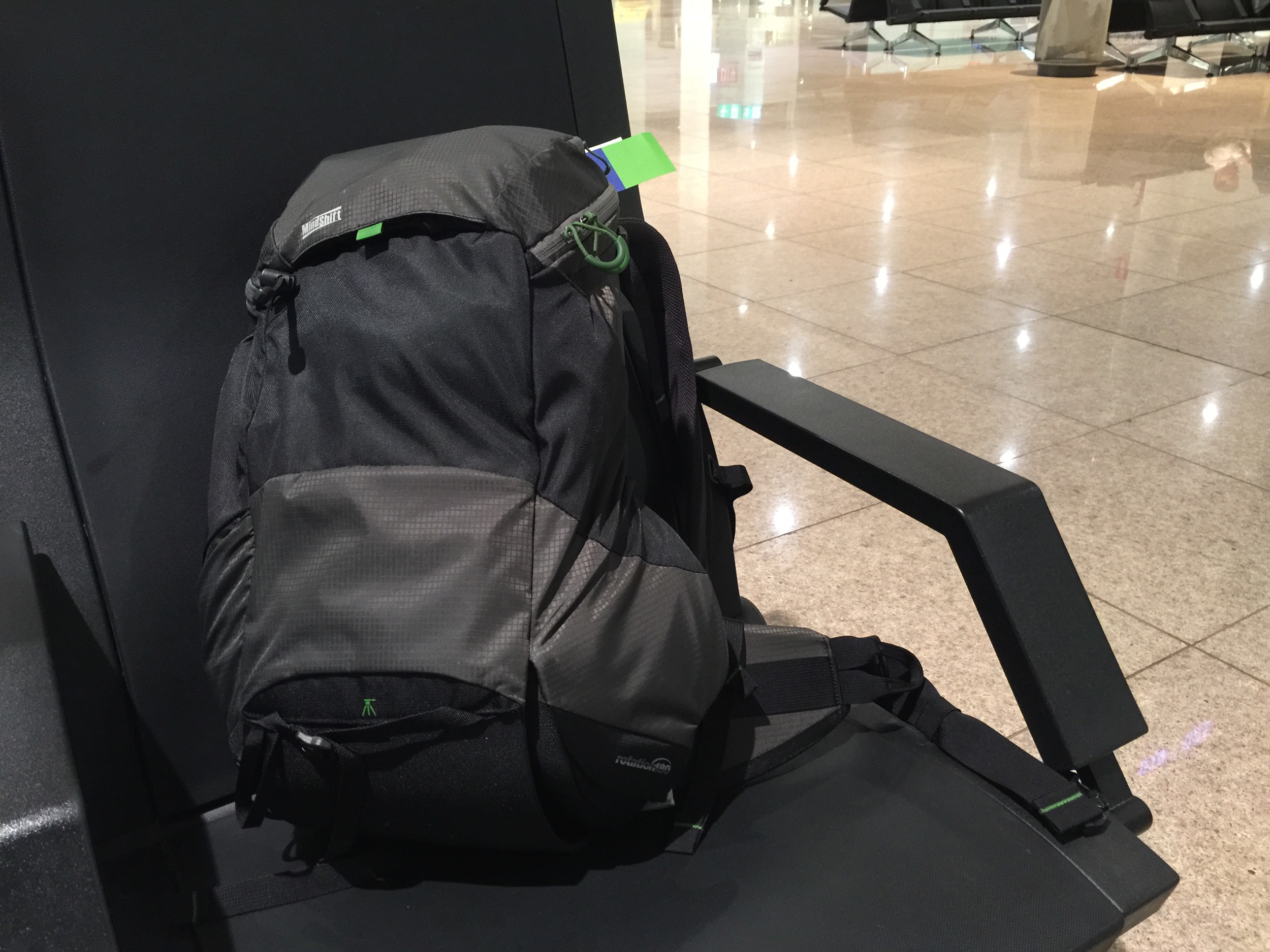 The Rotation 180 Panorama in the Barcelona, Spain airport after we finished three weeks and over 3,000 miles of traveling together. As you can see, the bag is in basically pristine condition, despite more than a few heavy rain storms and having been tossed on the ground a few billion times.