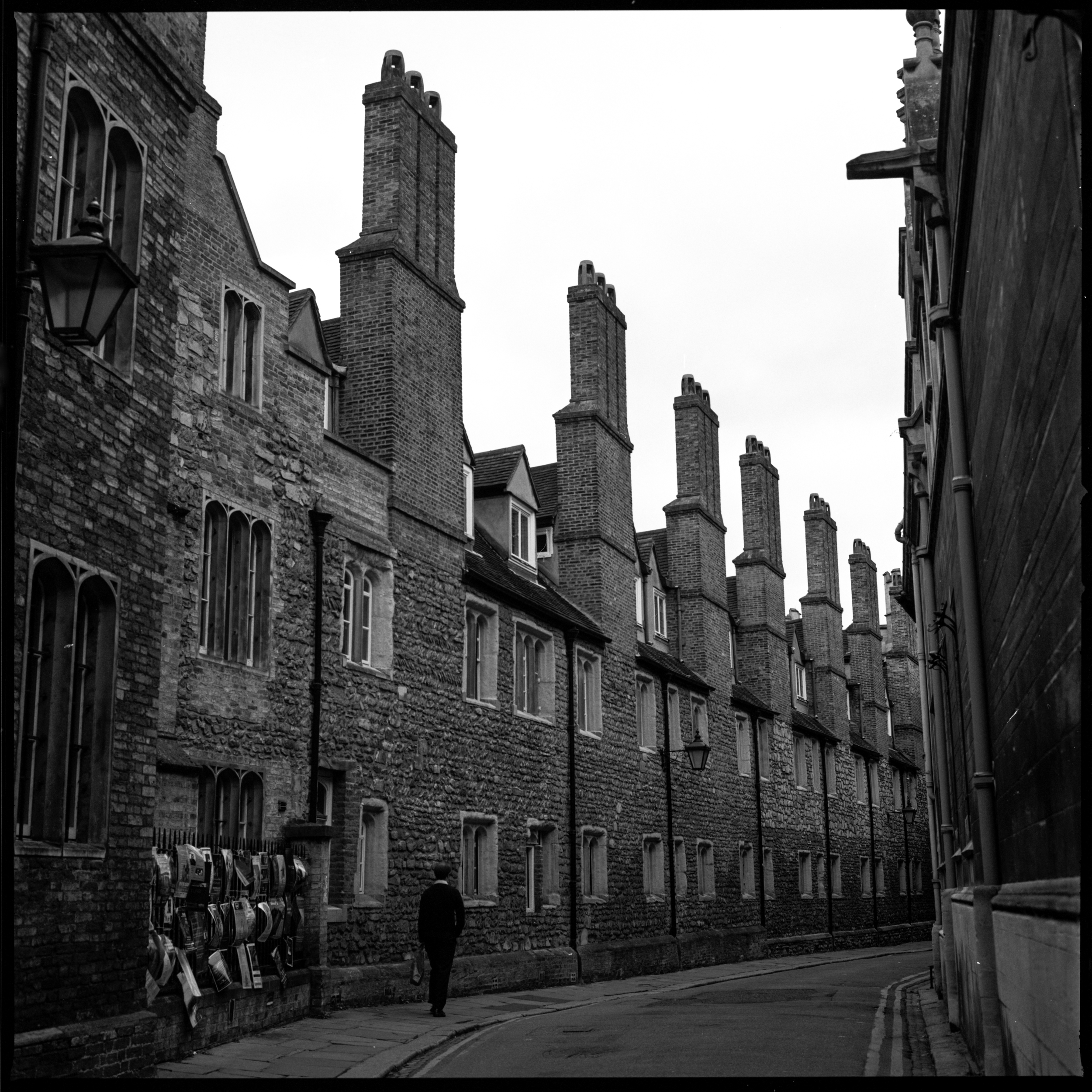 This has quickly become one of my favorite streets to photograph with film. It's located in Cambridge and the row of chimneys is so very British! Shot on Ilford Delta 100 with Hasselblad 503CX.