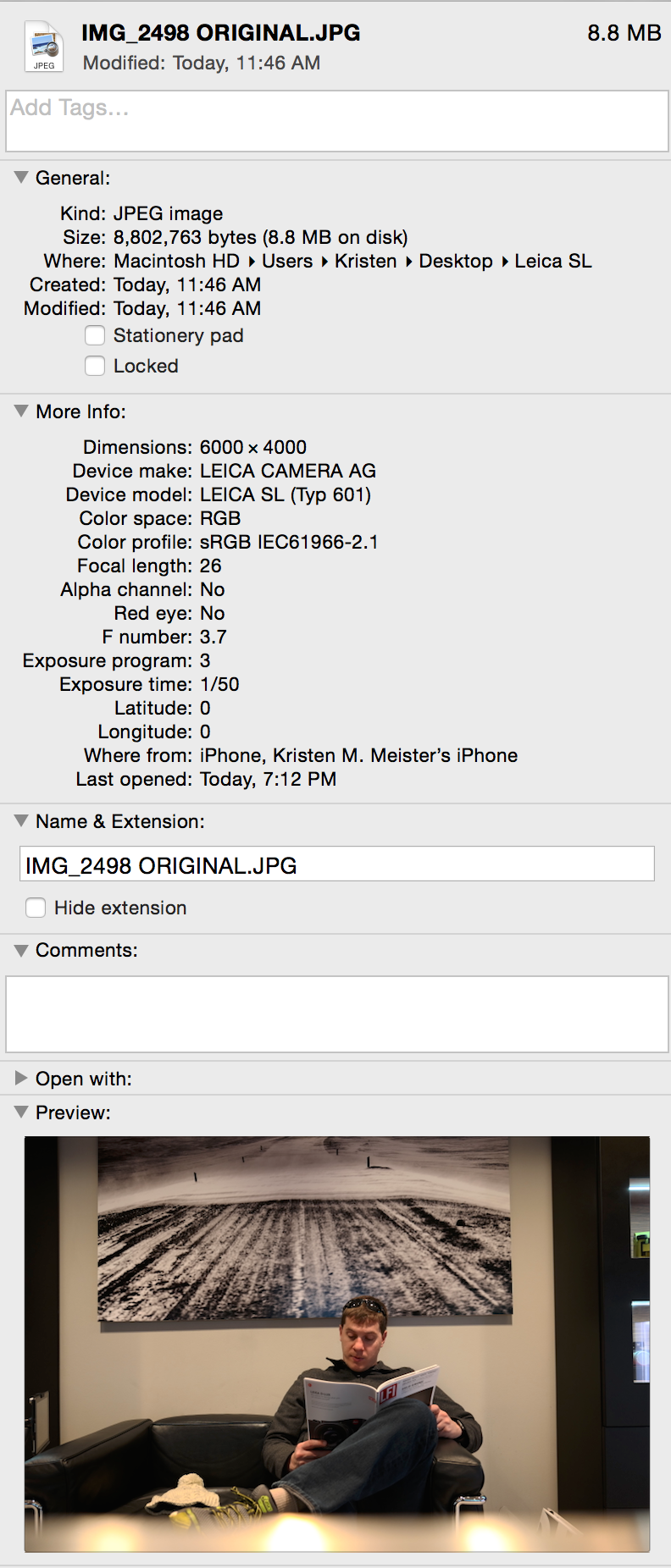The EXIF data on the above photographs