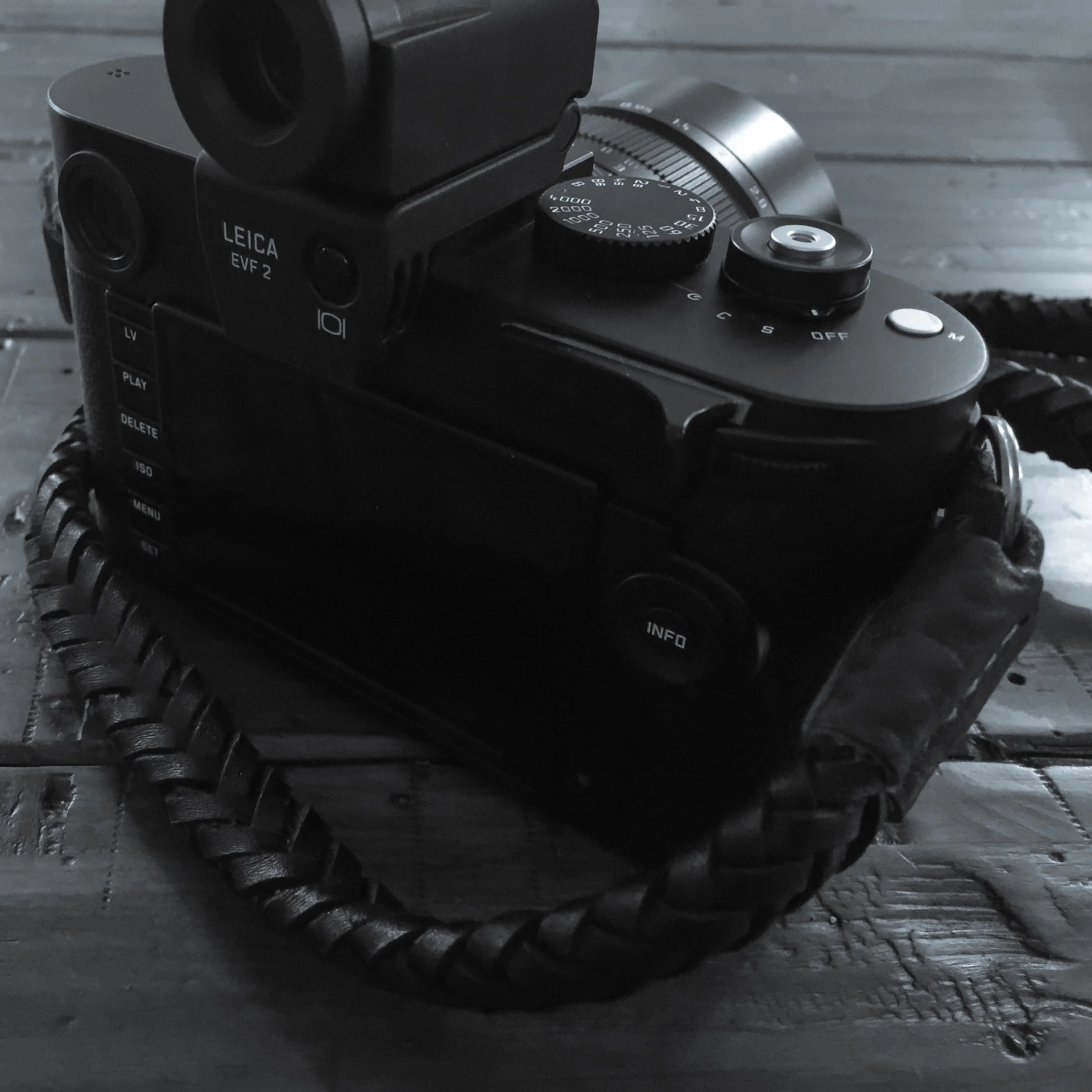 The finished result.... Thumbie installed, EVF-2 in the hot shoe, and Noctilux on the front. Everyone wins!