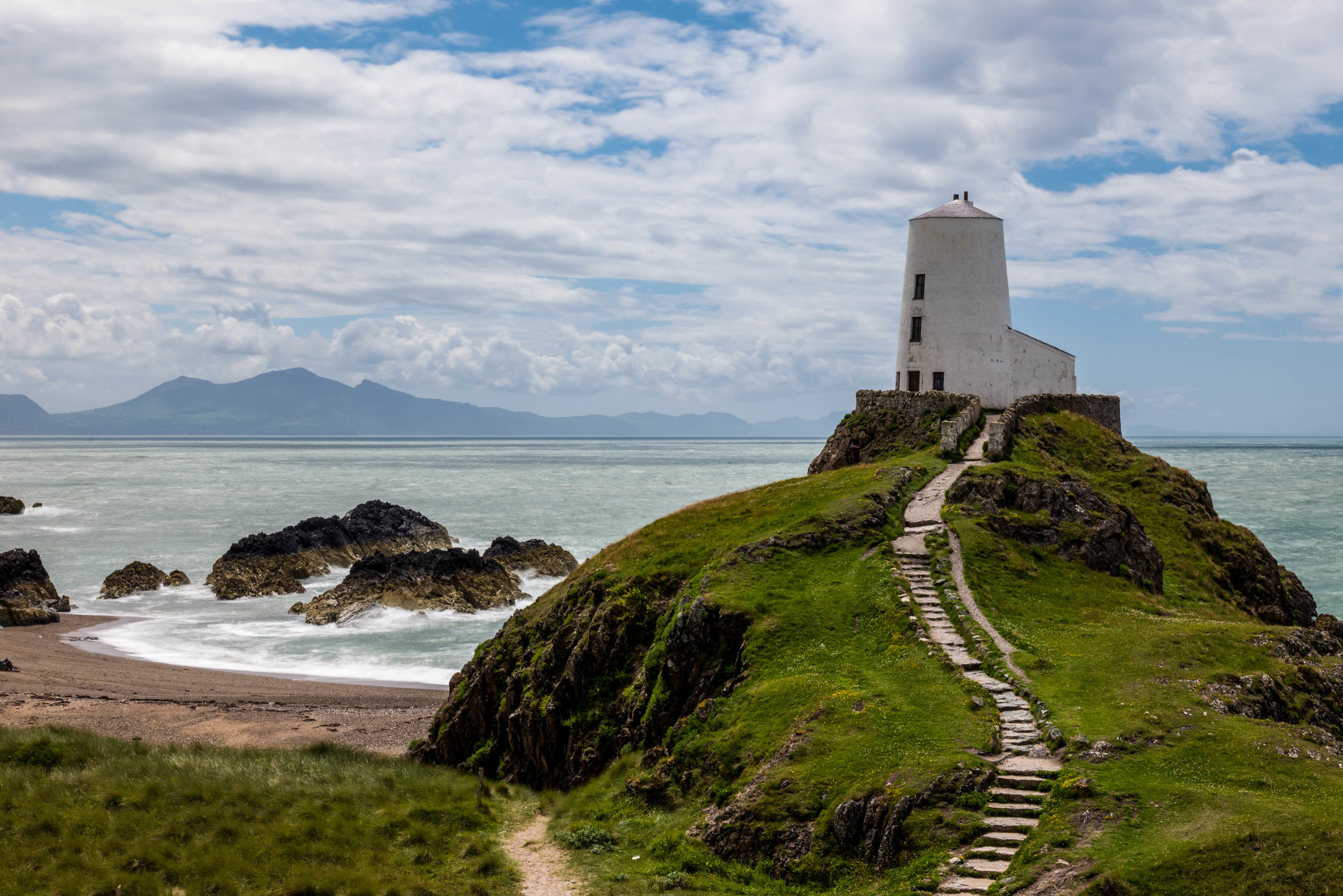 The lighthouse on the edge of Llanddwyn Island, northern Wales