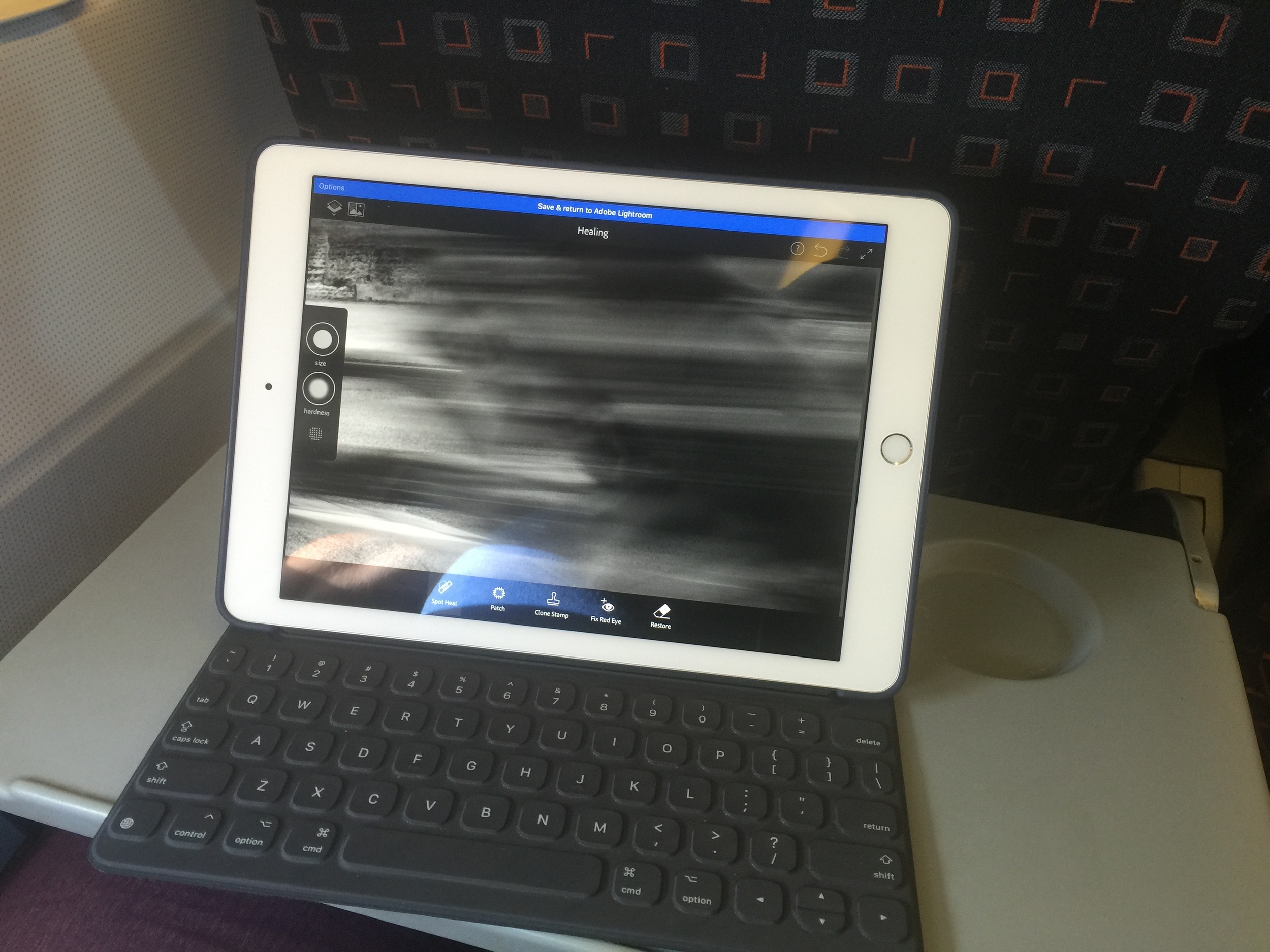 What better time to work on editing your digital images than when you're flying with a budget airline? It's not like they are about to bring me a drink, snack or meal!