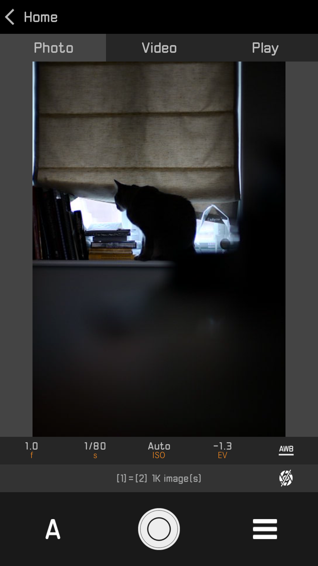 Inside the camera control screen