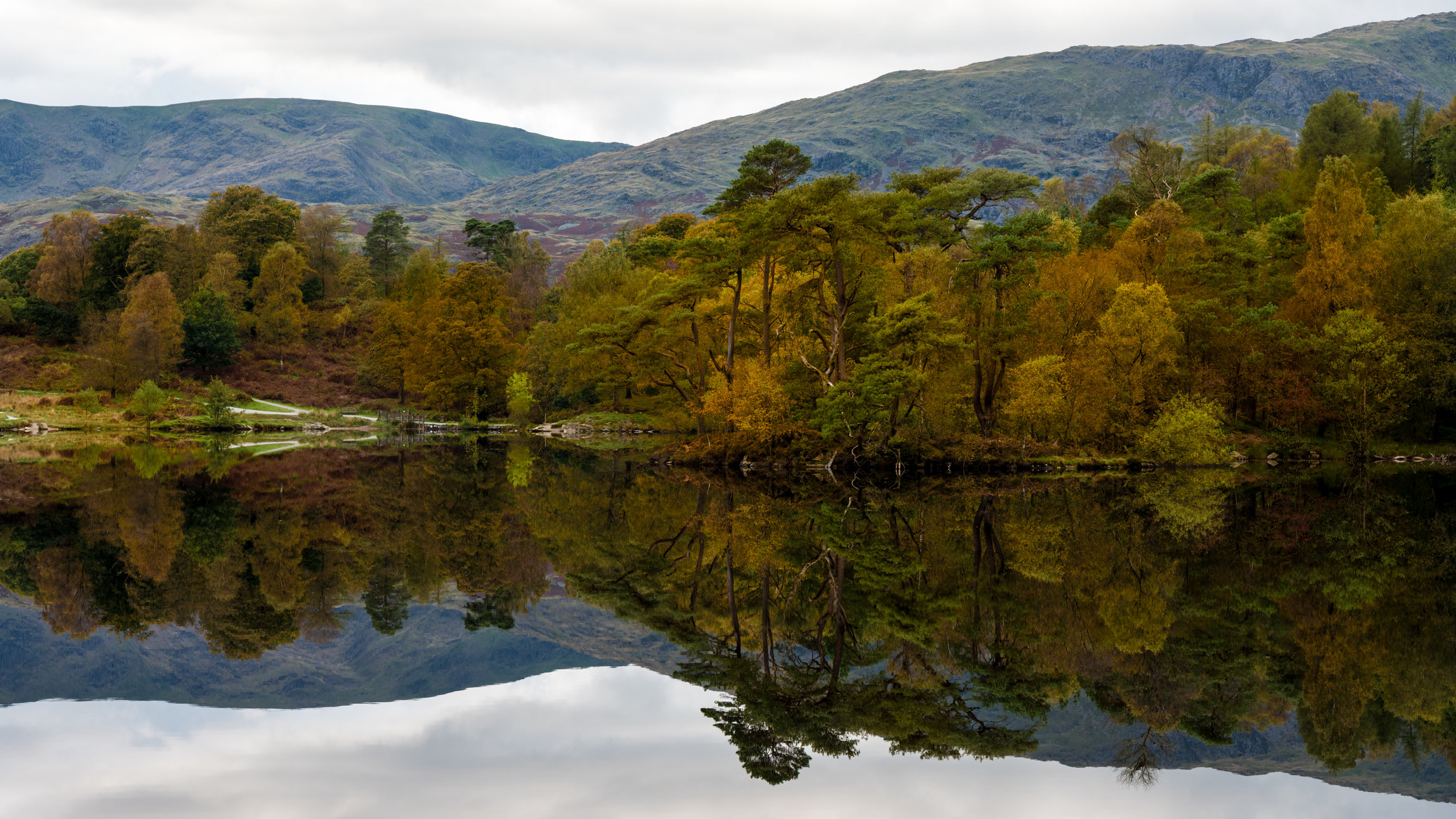 Reflections on a perfectly calm day at one of the Tarns in the Lake District