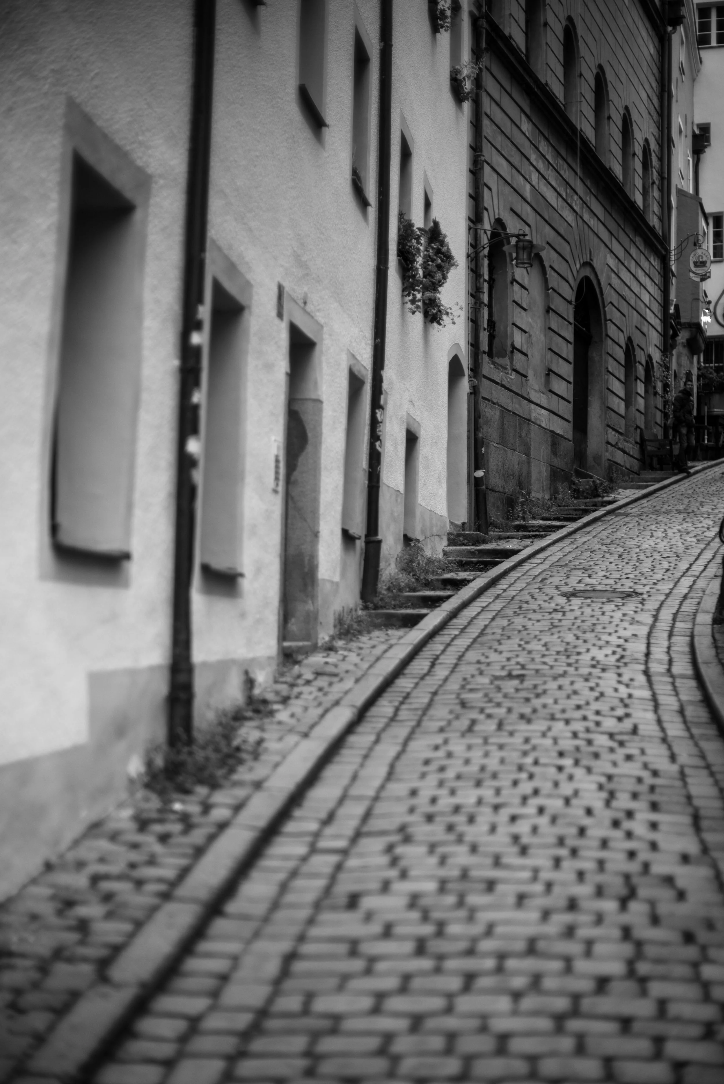 Vanishing street in Regensburg, Germany