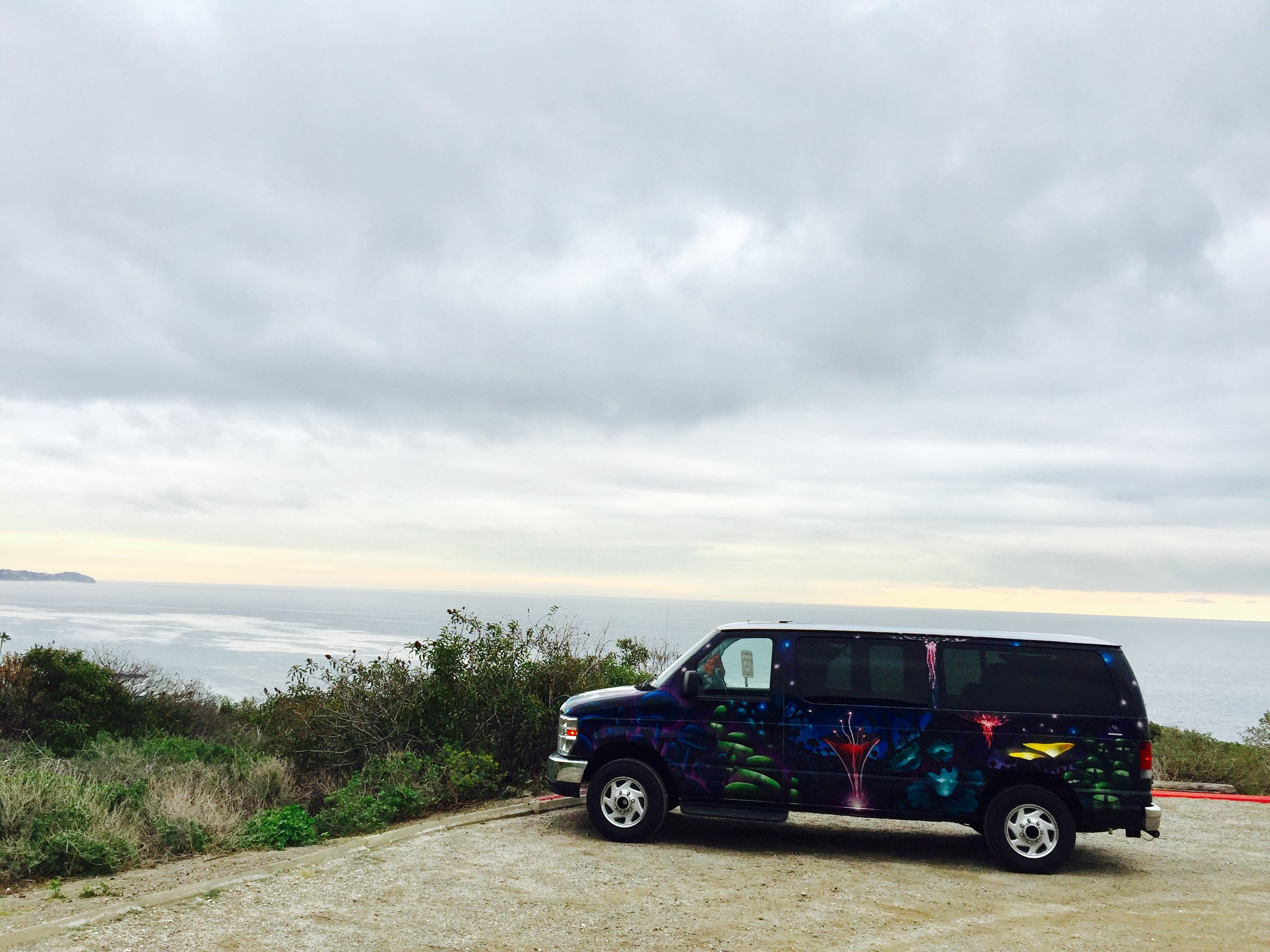 Our van, which we nicknamed "Sulley" on Malibu Beach