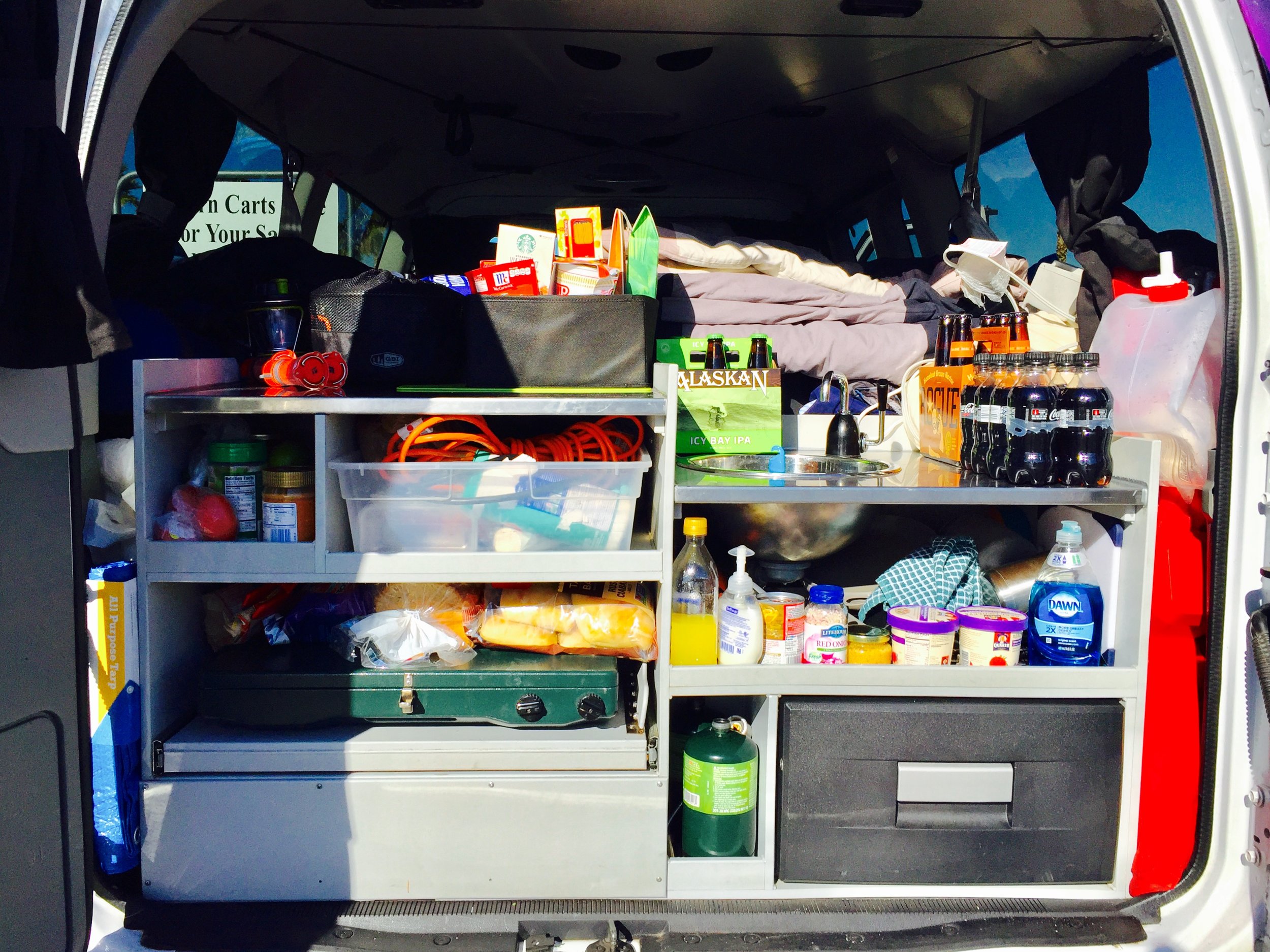 Fully stocked with a week of groceries and the all important craft brews (don't drink and drive, enjoy your brew after parking for the night!)