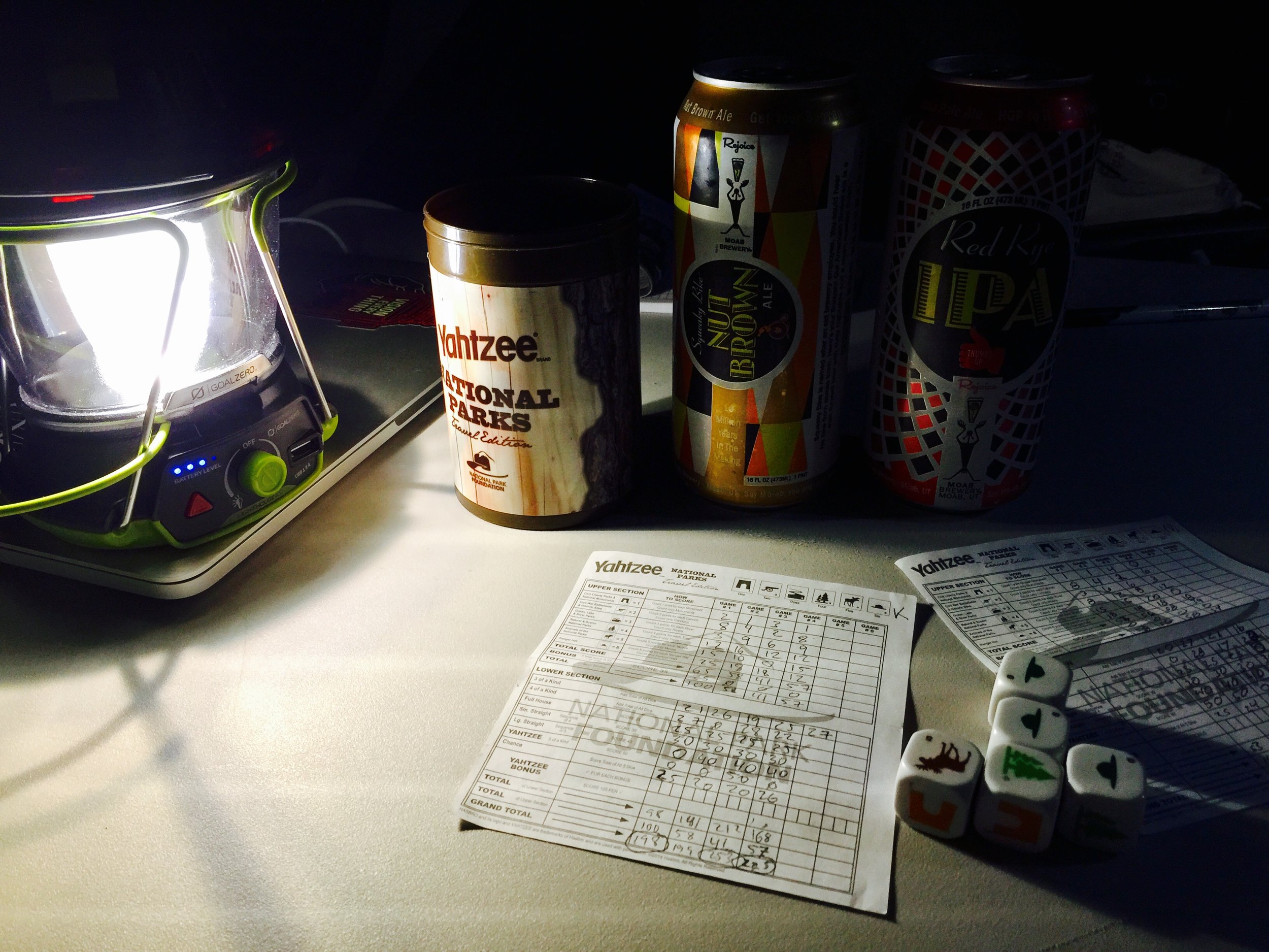 We had a set of Yahtzee for playing some road trip games