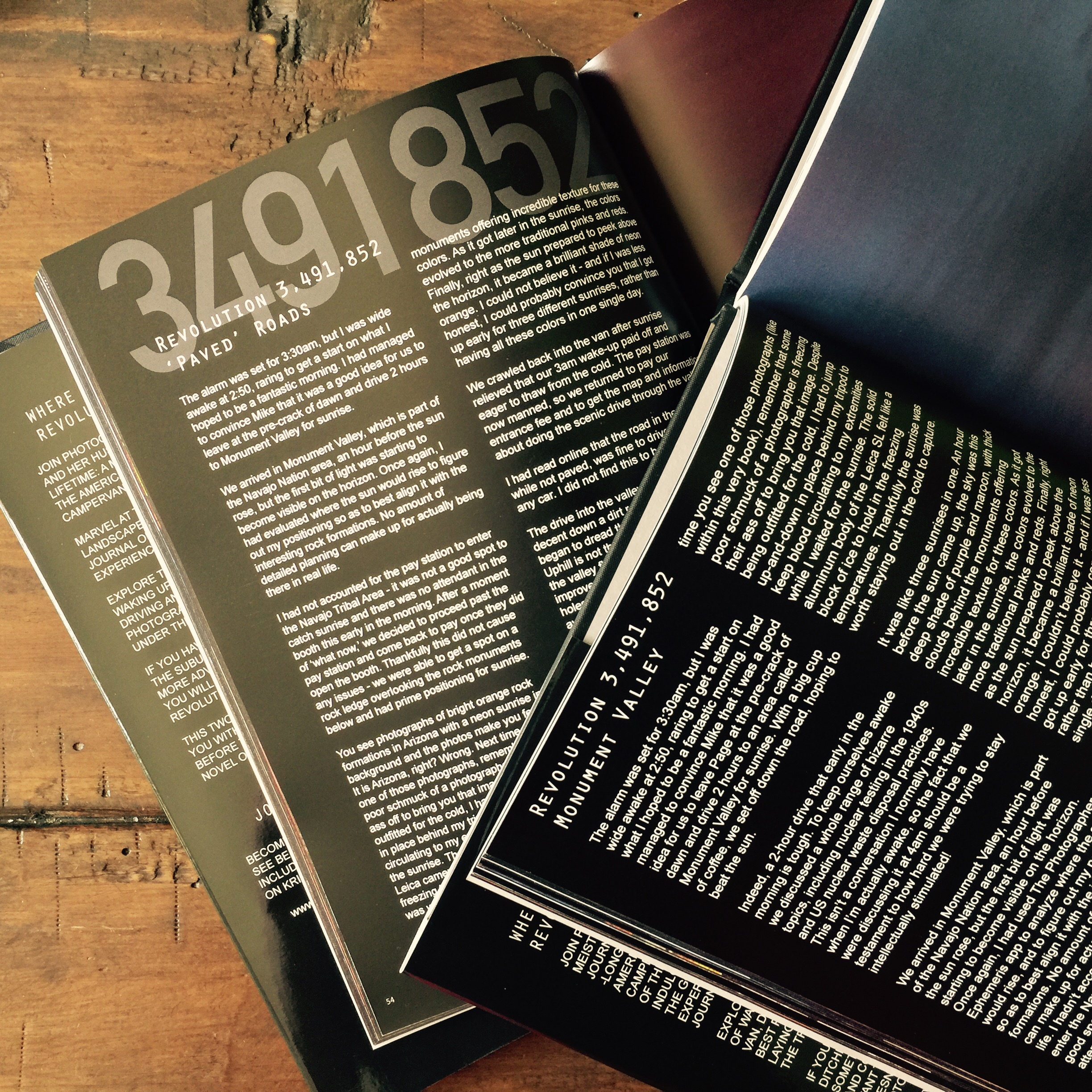 Two proofs of the book - opened to the same page. The top book (right) is the first version, while the one in the background (left) was the final transcript of the book. You can see the font size, spacing, title, and asthetics of the pages changed significantly between each version.