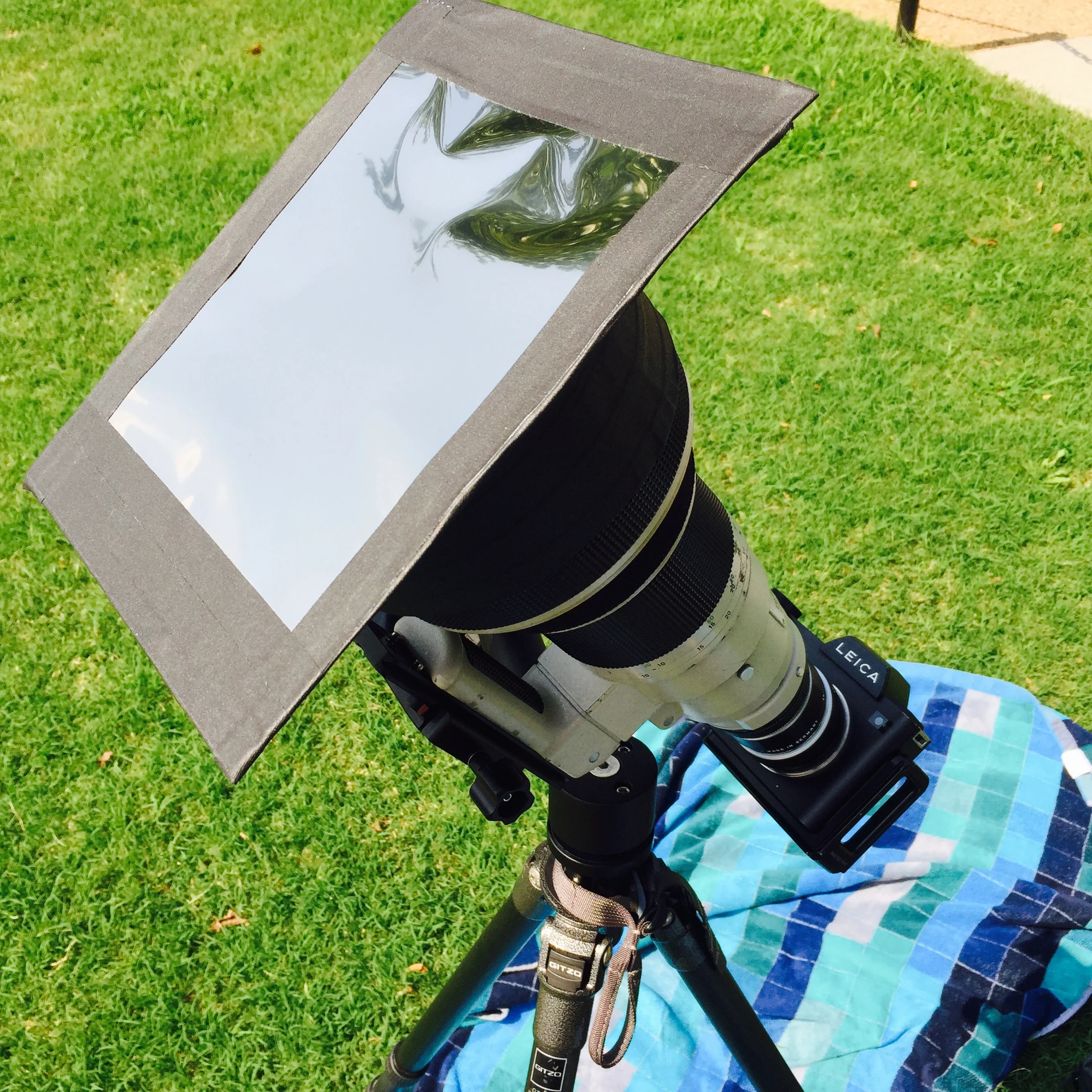 The homemade solar filter mounted to the front of my lens