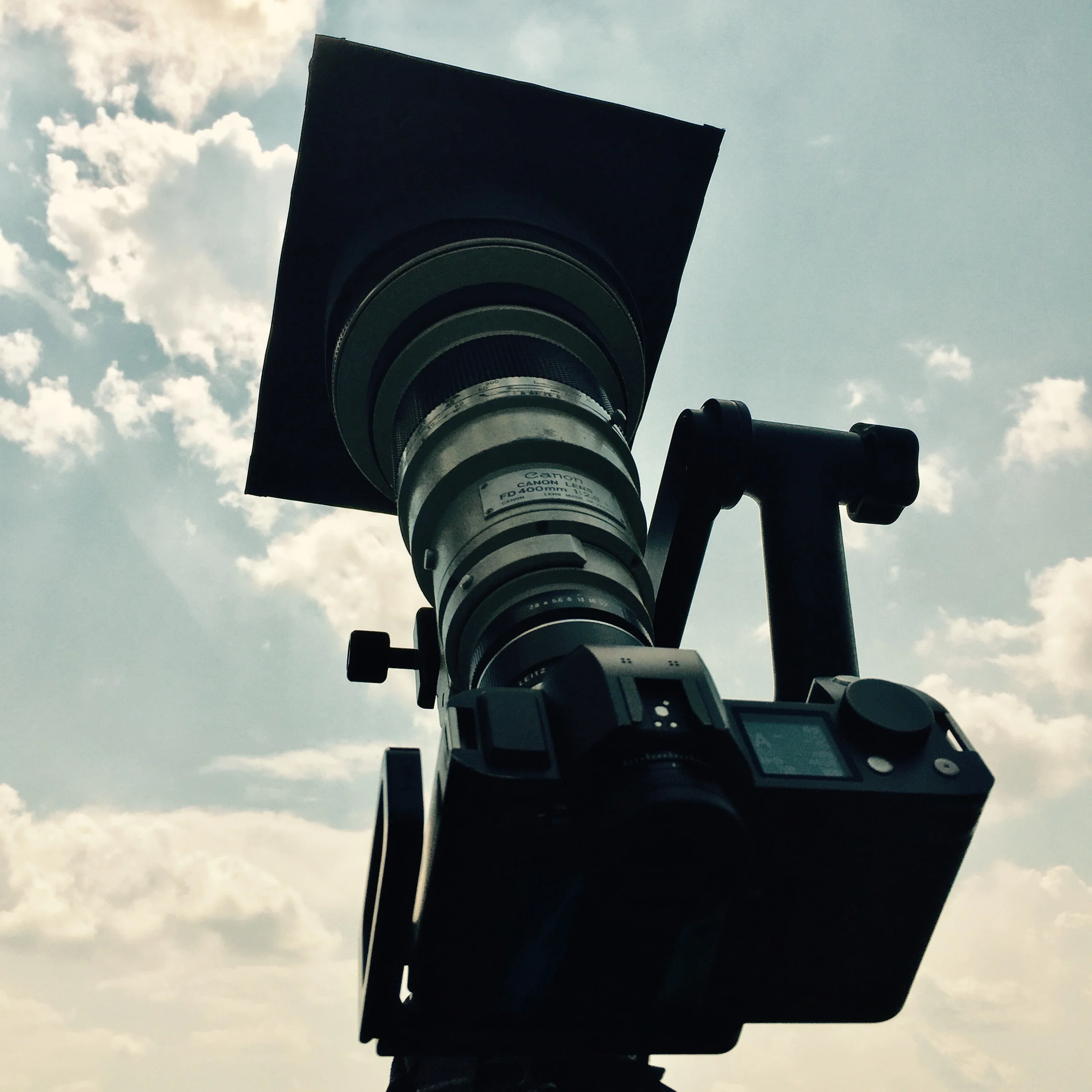 My camera rig pointed up at the sun during the eclipse