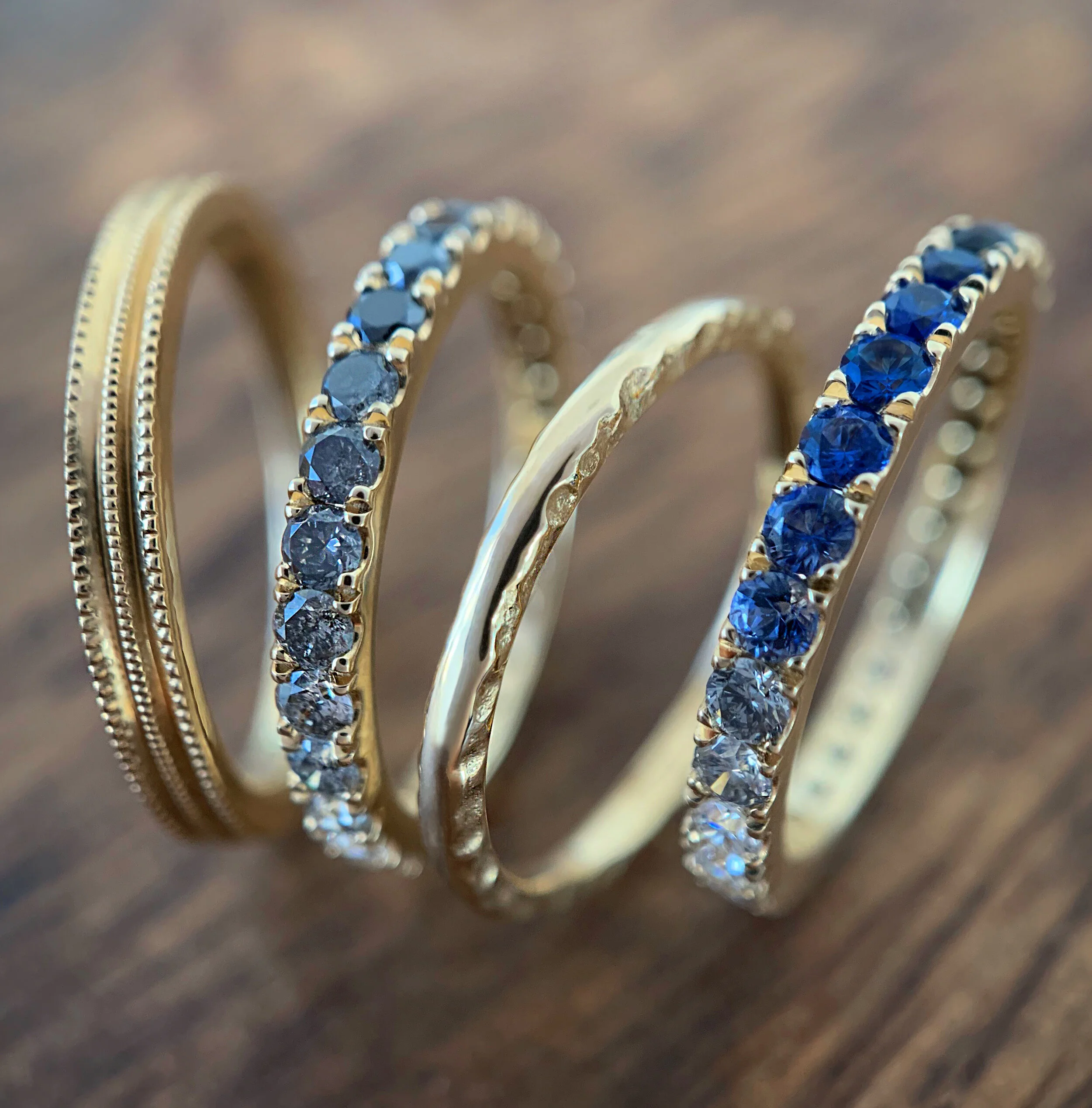 milgrain textured gold band, ring, milgrain, gold, recycled gold, textured band, wedding band, fine jewelry, vintage style, handmade, Elliot Gaskin, New York City, jewelry