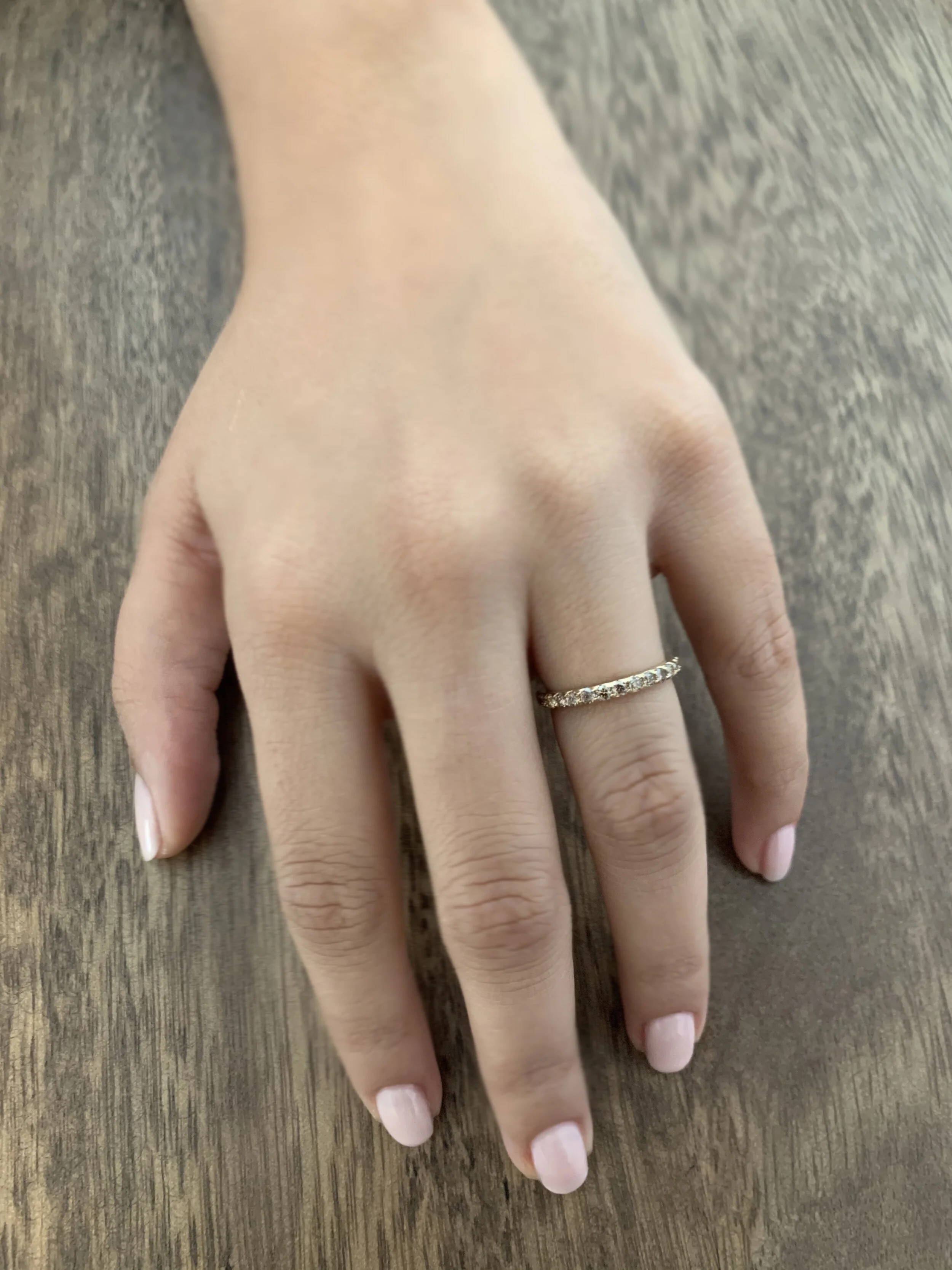 champagne diamond eternity ring, full eternity, diamond eternity band, champagne diamonds, gold, recycled gold, wedding band, fine jewelry, handmade jewelry, jewelry, Elliot Gaskin, New York City