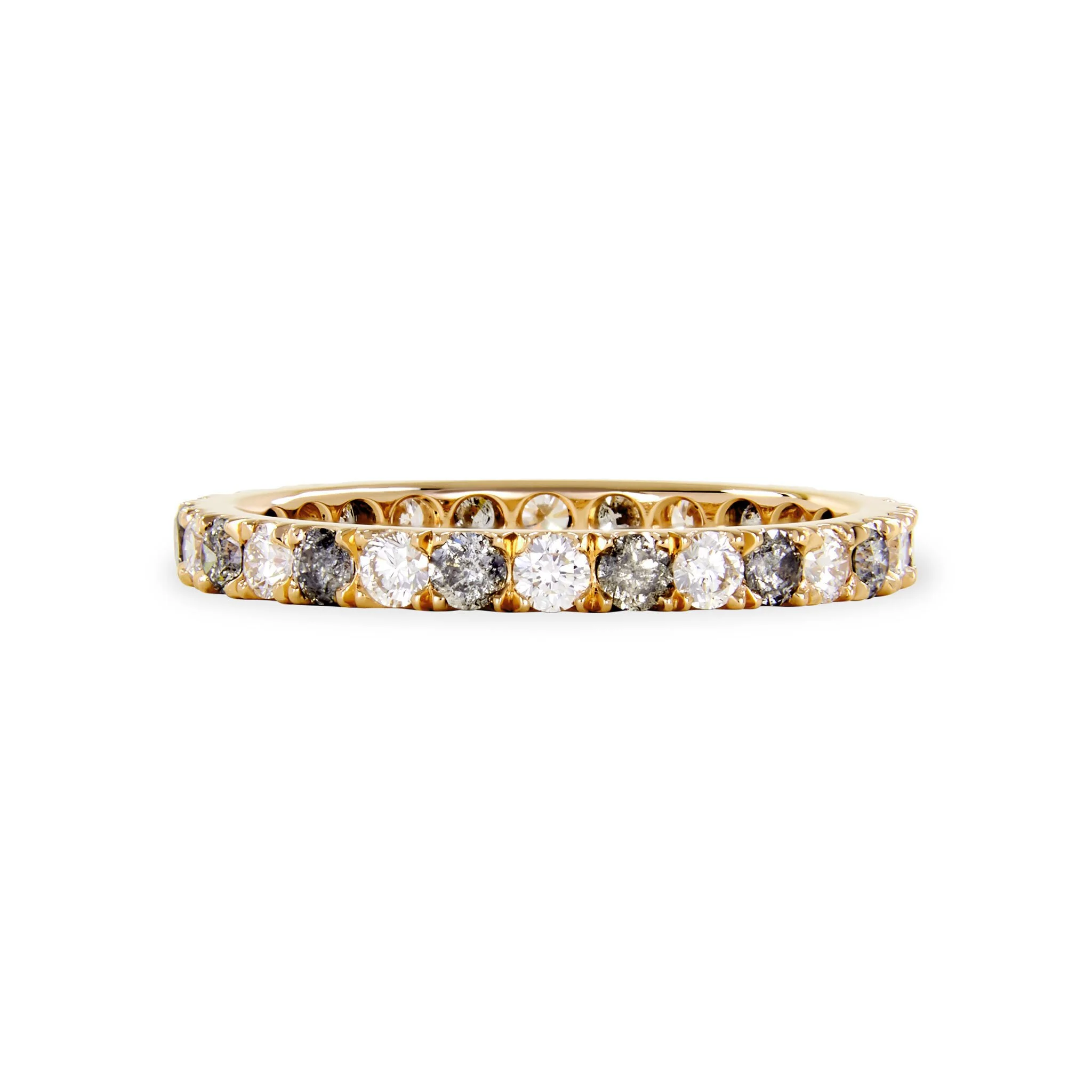 diamond pattern ring, full eternity, diamond eternity band, grey diamonds, gold, diamond, wedding band, handmade jewelry, recycled gold, fine jewelry, Elliot Gaskin, jewelry, New York City