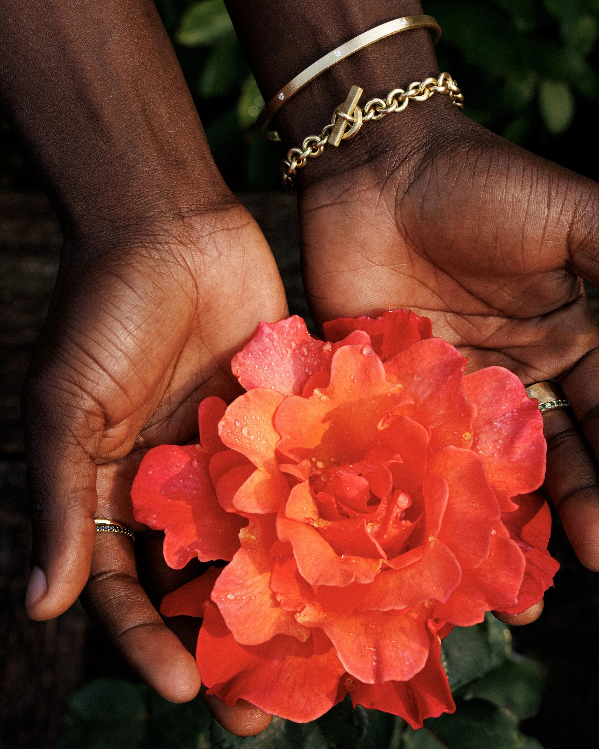 diamond studded terracuff, diamond cuff, gold cuff, gold and diamond bracelet, textured cuff, gold, diamonds, flush set, recycled gold, fine jewelry, Elliot Gaskin, New York City, handmade, jewelry