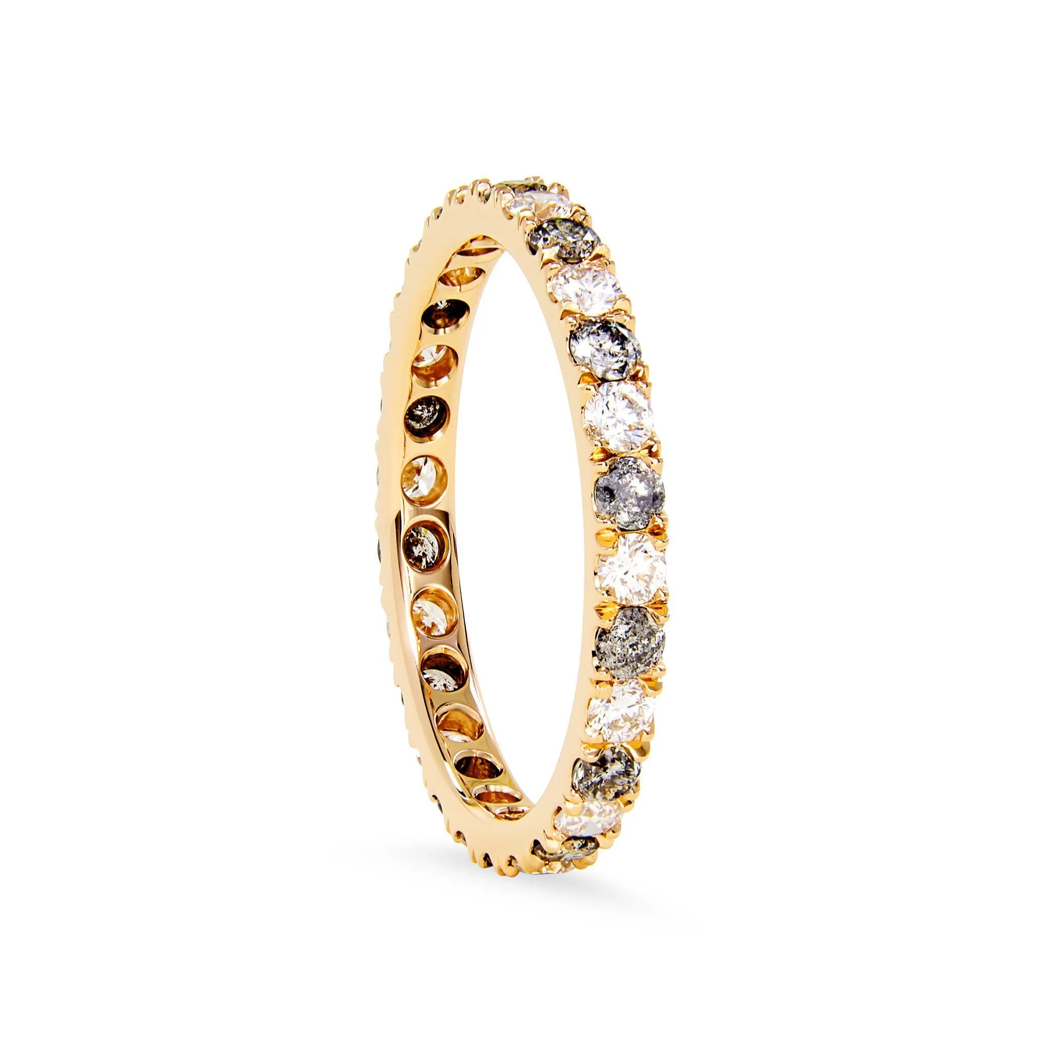 diamond pattern ring, full eternity, diamond eternity band, grey diamonds, gold, diamond, wedding band, handmade jewelry, recycled gold, fine jewelry, Elliot Gaskin, jewelry, New York City