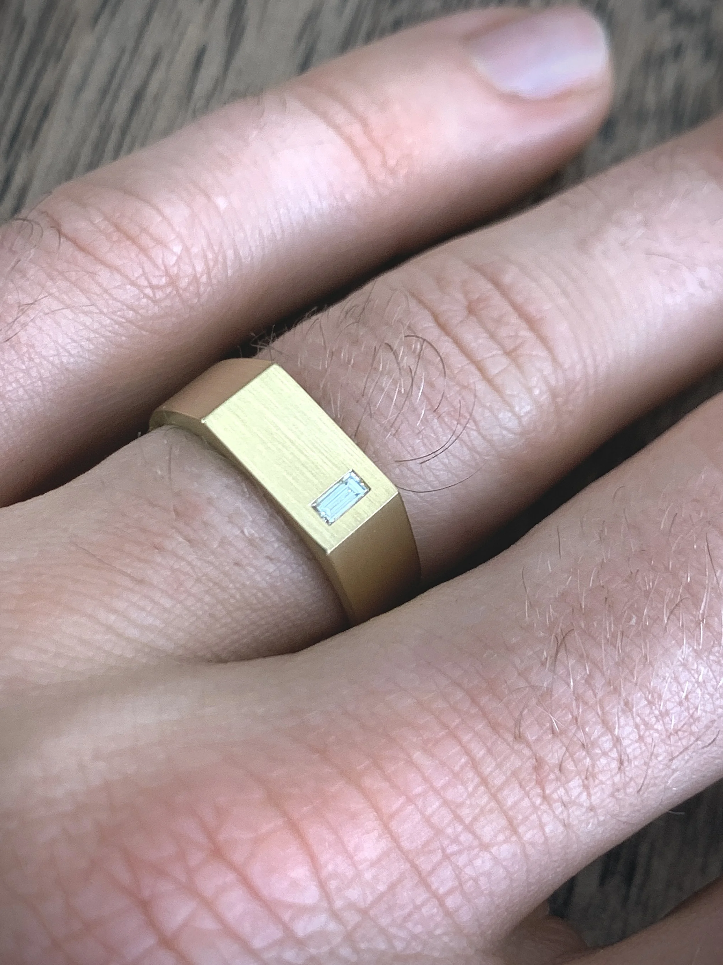 Signet ring, Elliot Gaskin Jewelry, handmade jewelry, men’s ring, pinky ring, gold band, NYC Jewelry