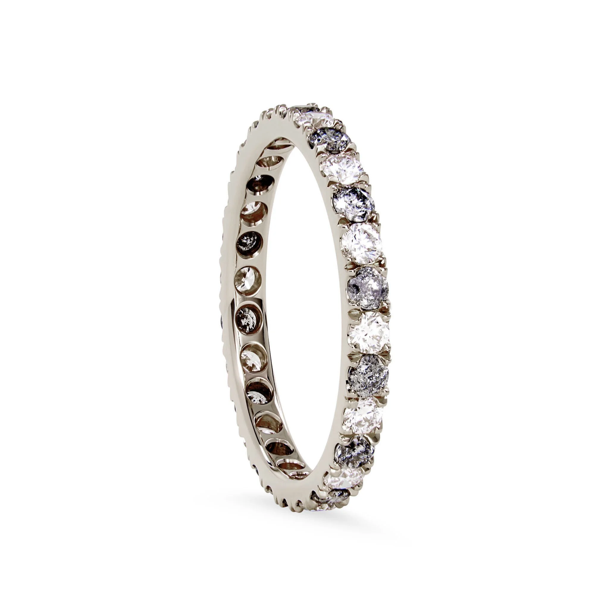 diamond pattern ring, full eternity, diamond eternity band, grey diamonds, gold, diamond, wedding band, handmade jewelry, recycled gold, fine jewelry, Elliot Gaskin, jewelry, New York City
